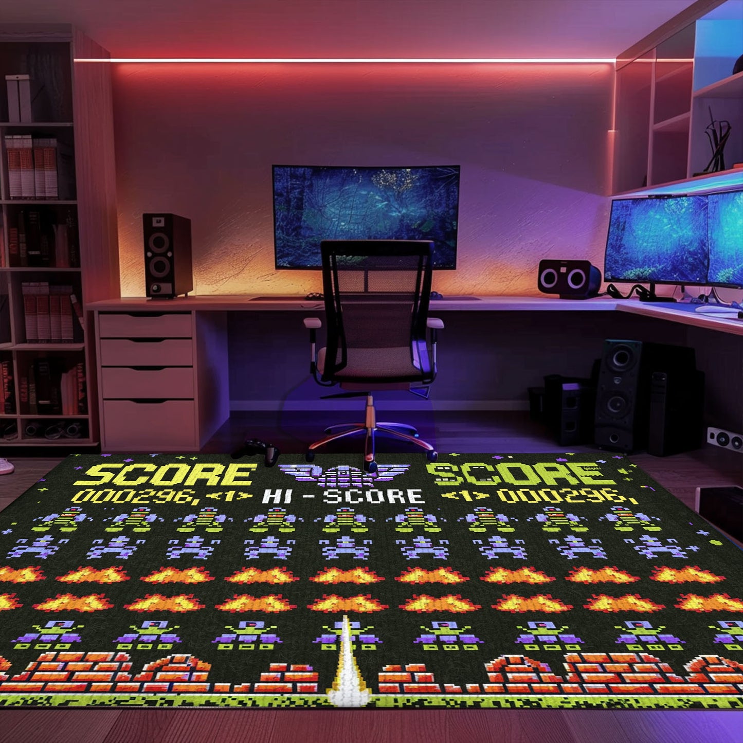 Elevate Your Gaming Setup with 80s Arcade Carpet, Ideal Addition for Any Space Invaders Fan, Arcade Decor, Gift for Gamers, Video Game Lovers G236