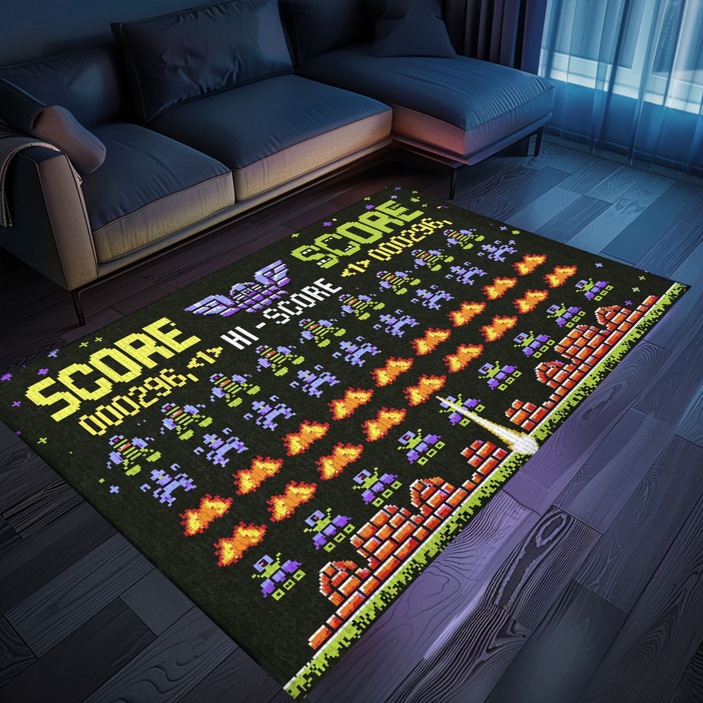 Elevate Your Gaming Setup with 80s Arcade Carpet, Ideal Addition for Any Space Invaders Fan, Arcade Decor, Gift for Gamers, Video Game Lovers G236