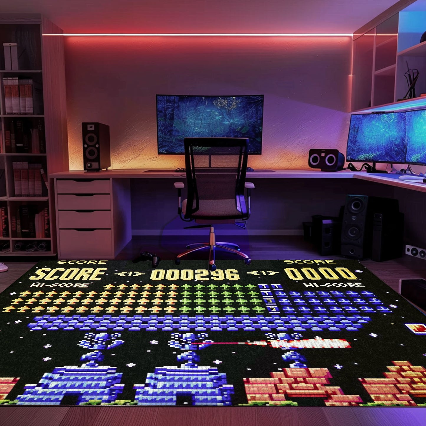 Elevate Your Home Decor with 80s Arcade Carpet Embracing Space Invaders Atmosphere, Ideal for Arcade Enthusiasts, Arcade Decor, Gift for Gamers, Video Game Lovers G222