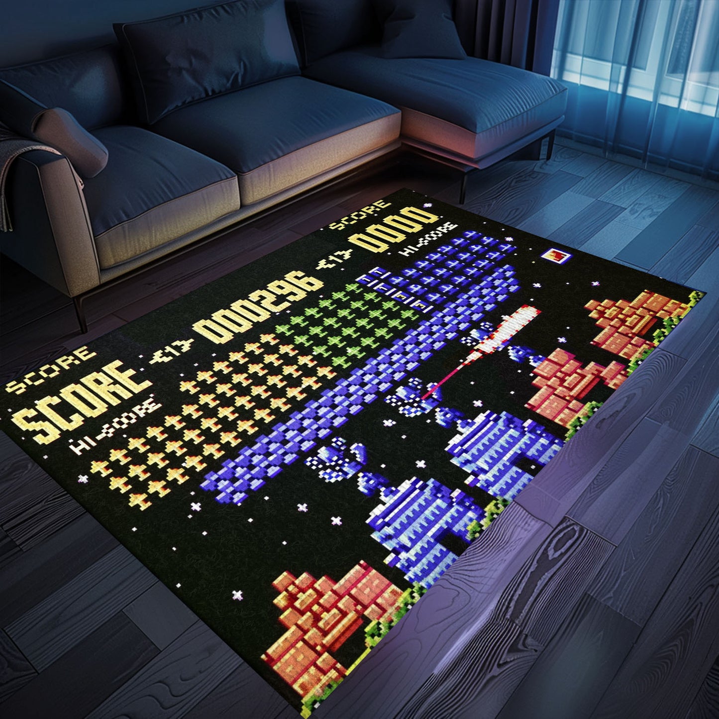 Elevate Your Home Decor with 80s Arcade Carpet Embracing Space Invaders Atmosphere, Ideal for Arcade Enthusiasts, Arcade Decor, Gift for Gamers, Video Game Lovers G222