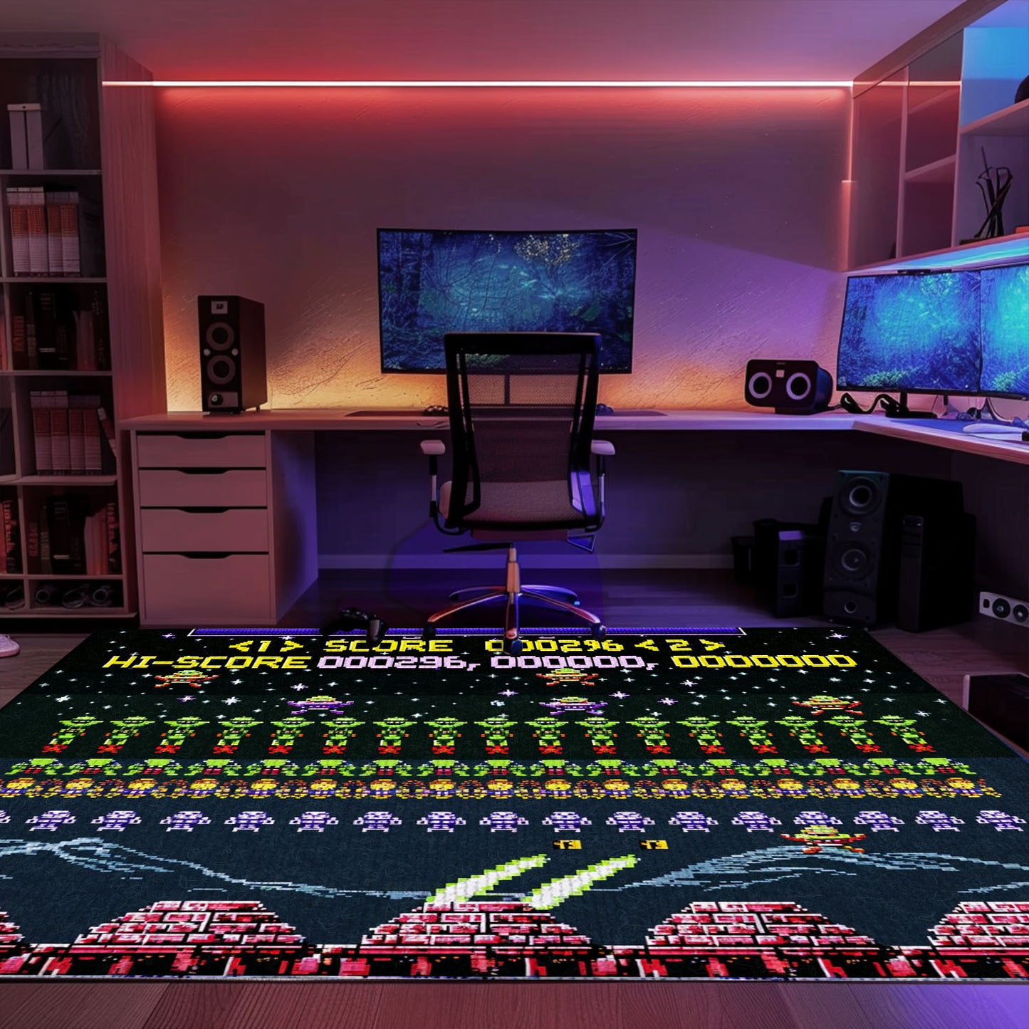Make a Statement with 80s Arcade Carpet Celebrating the Legacy of Space Invaders, Must-Have for Gamers, Arcade Decor, Gift for Gamers, Video Game Lovers G229