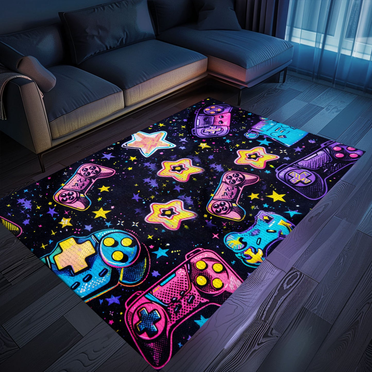 Personalize Your Gaming Den with 80s Game Controller Design Rugs, Perfect for Retro Gaming Atmosphere, Arcade Decor, Gift for Gamers, Video Game Lovers G191