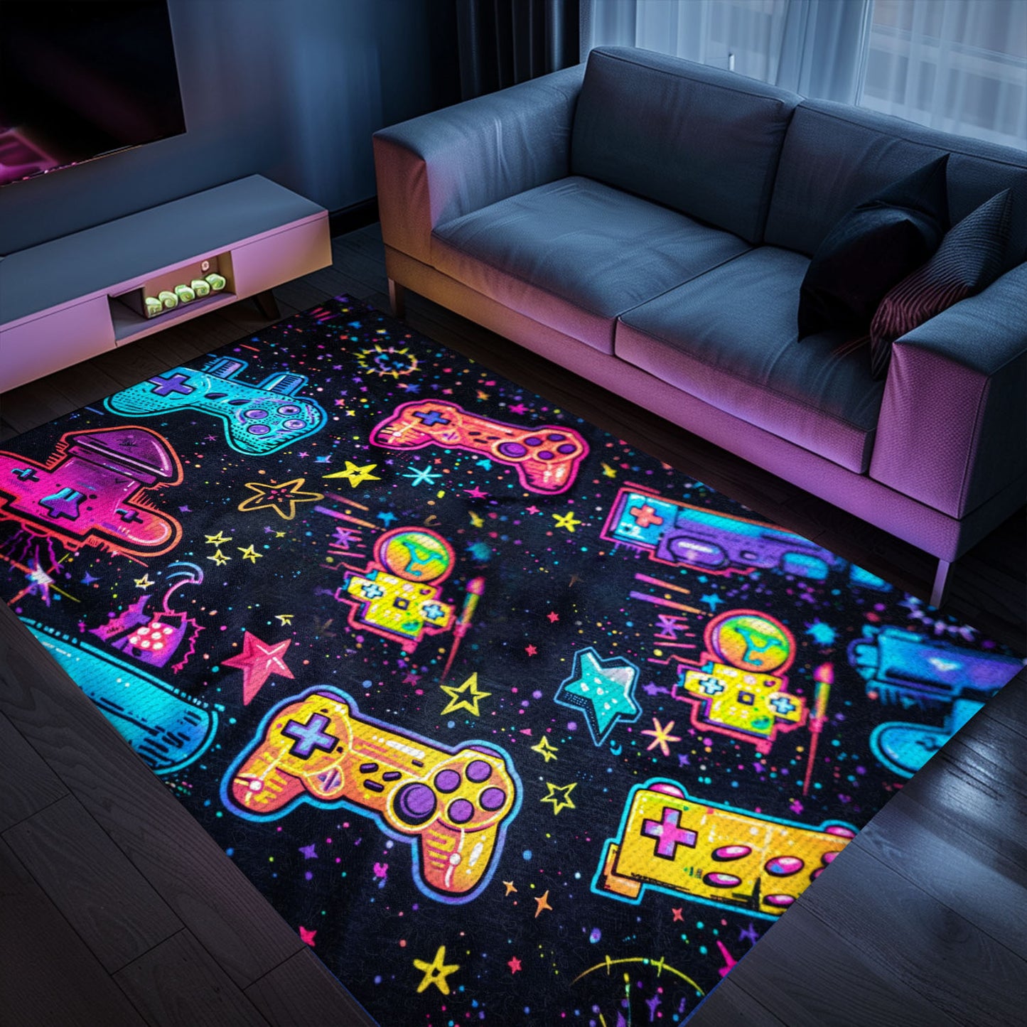 Infuse Your Living Space with Retro Charm: 80s Game Controller Inspired Room Rugs for Gaming Enthusiasts, Arcade Decor, Gift for Gamers, Video Game Lovers G186