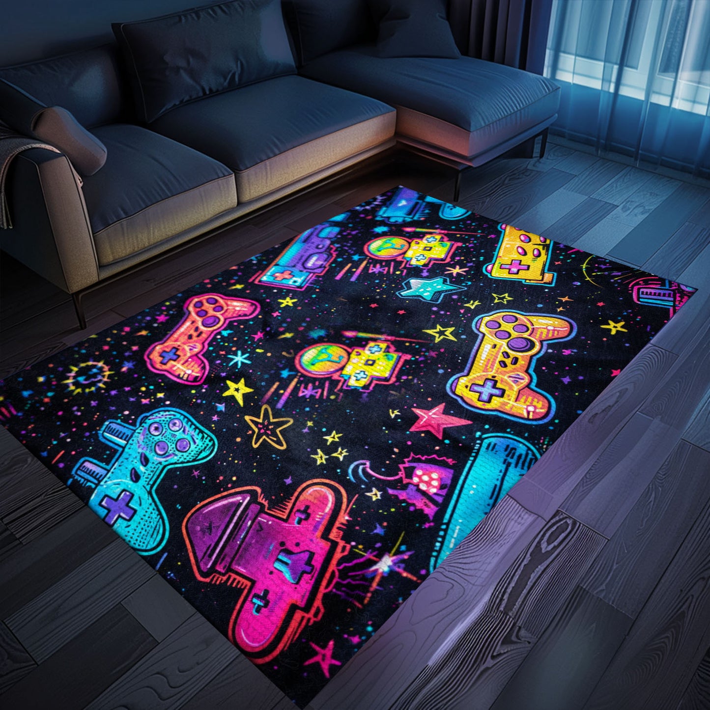 Infuse Your Living Space with Retro Charm: 80s Game Controller Inspired Room Rugs for Gaming Enthusiasts, Arcade Decor, Gift for Gamers, Video Game Lovers G186