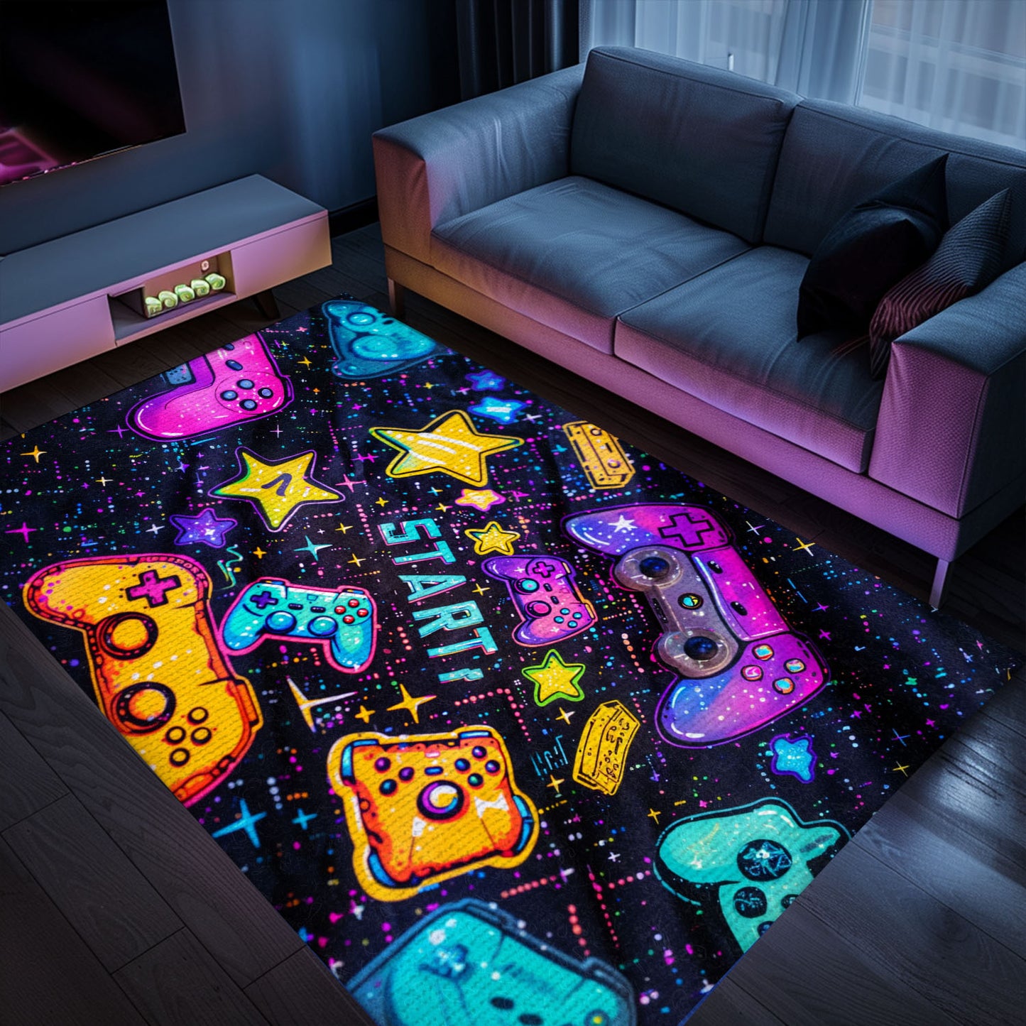 Elevate Your Home Arcade Decor with 80s Game Controller Themed Room Rugs, Ideal for Gaming Zones, Arcade Decor, Gift for Gamers, Video Game Lovers G182
