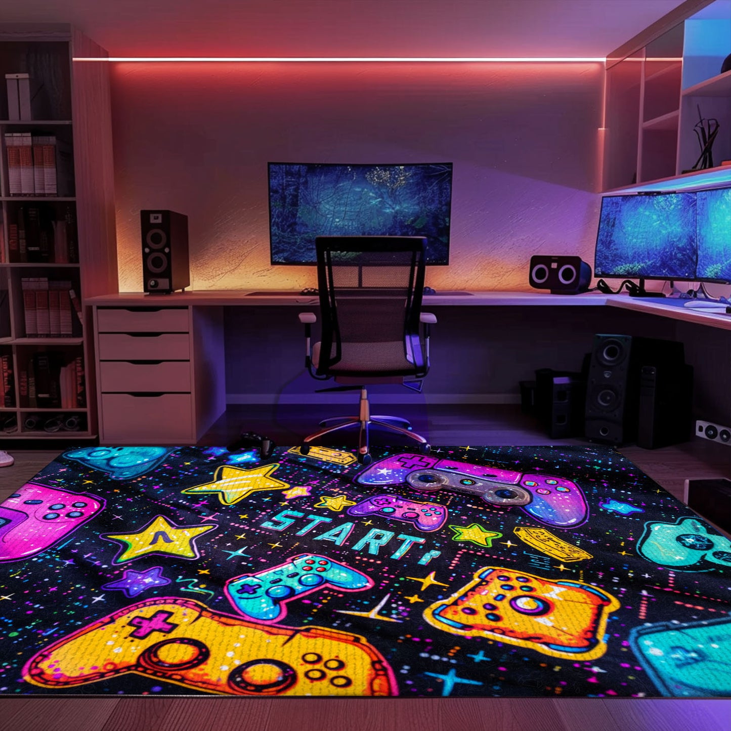 Elevate Your Home Arcade Decor with 80s Game Controller Themed Room Rugs, Ideal for Gaming Zones, Arcade Decor, Gift for Gamers, Video Game Lovers G182