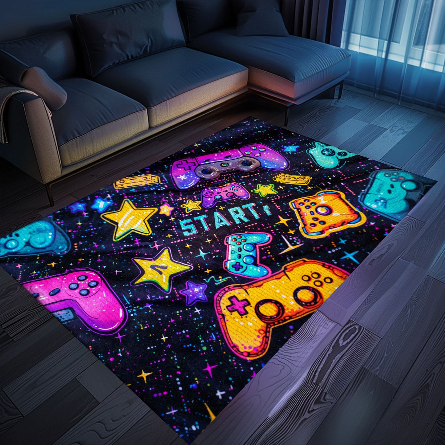 Elevate Your Home Arcade Decor with 80s Game Controller Themed Room Rugs, Ideal for Gaming Zones, Arcade Decor, Gift for Gamers, Video Game Lovers G182