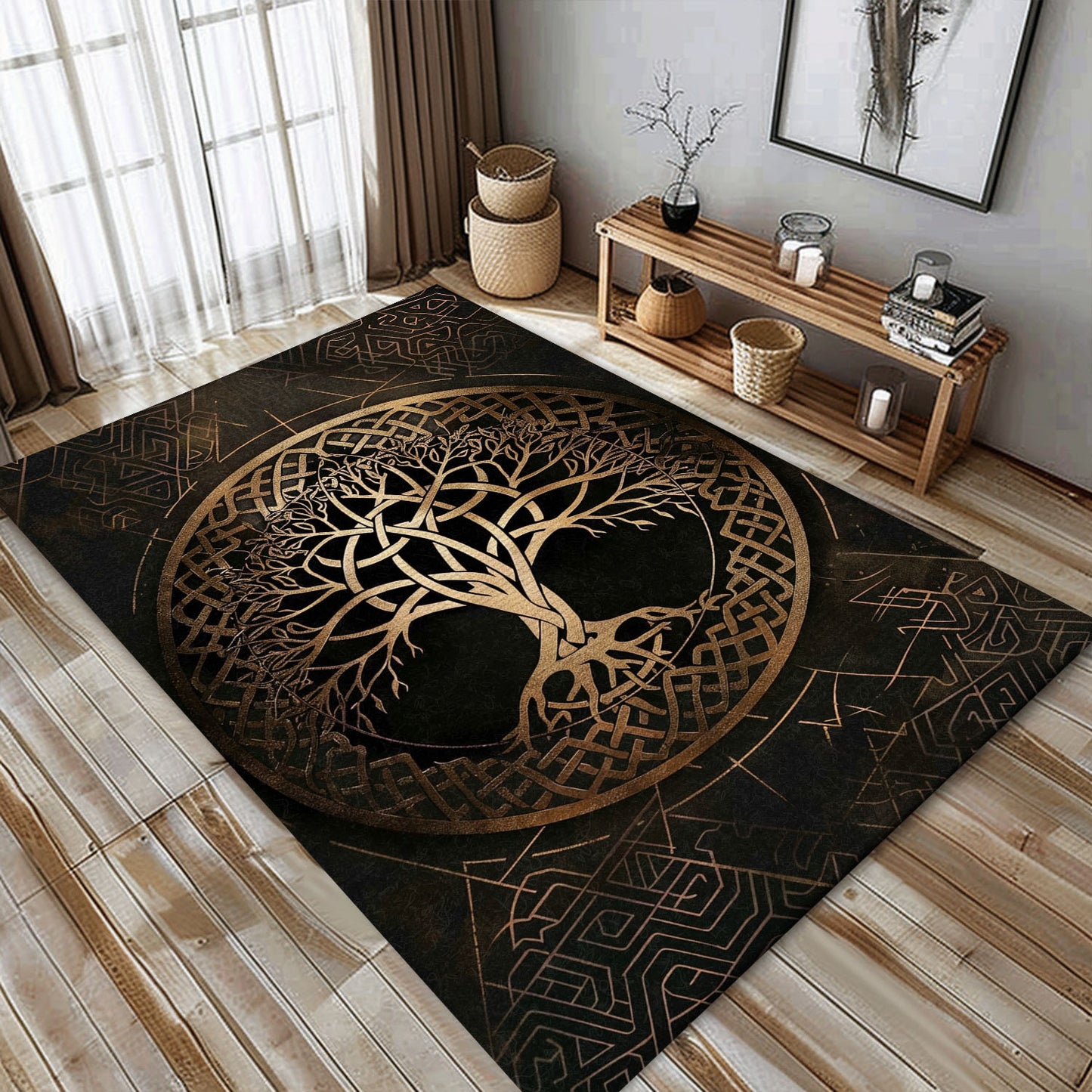 Celtic Tree of Life Viking Rug – Ideal for Adding Elegance and History to Your Home Decor, Personalized Carpet Viking, Popular Rug Full Size (3x5, 4x6, 5x8) V18