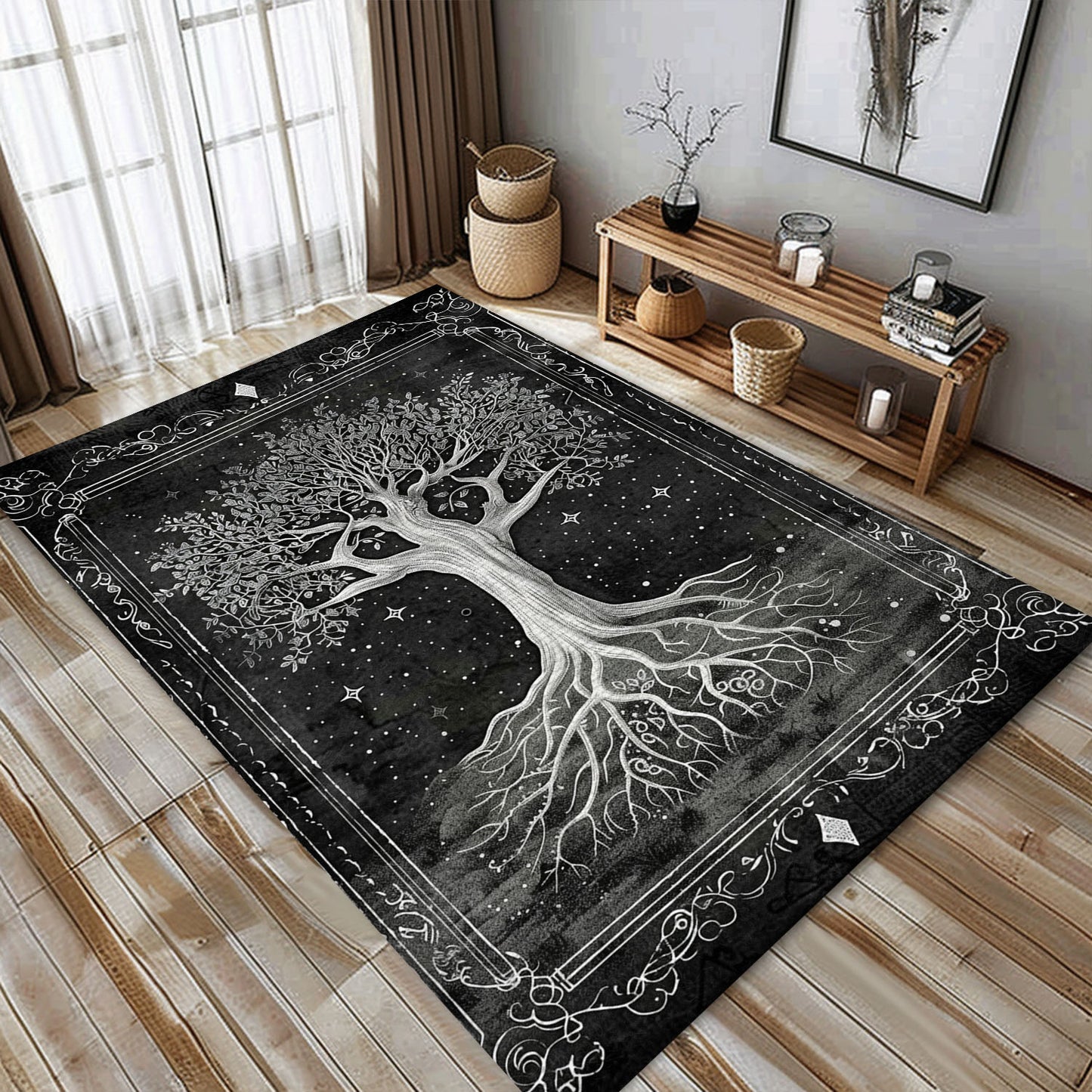 Premium Celtic Tree of Life Viking Rug – Perfect for Adding a Norse Mythology Accent to Your Home Decor, Personalized Carpet Viking, Popular Rug Full Size (3x5, 4x6, 5x8) V6