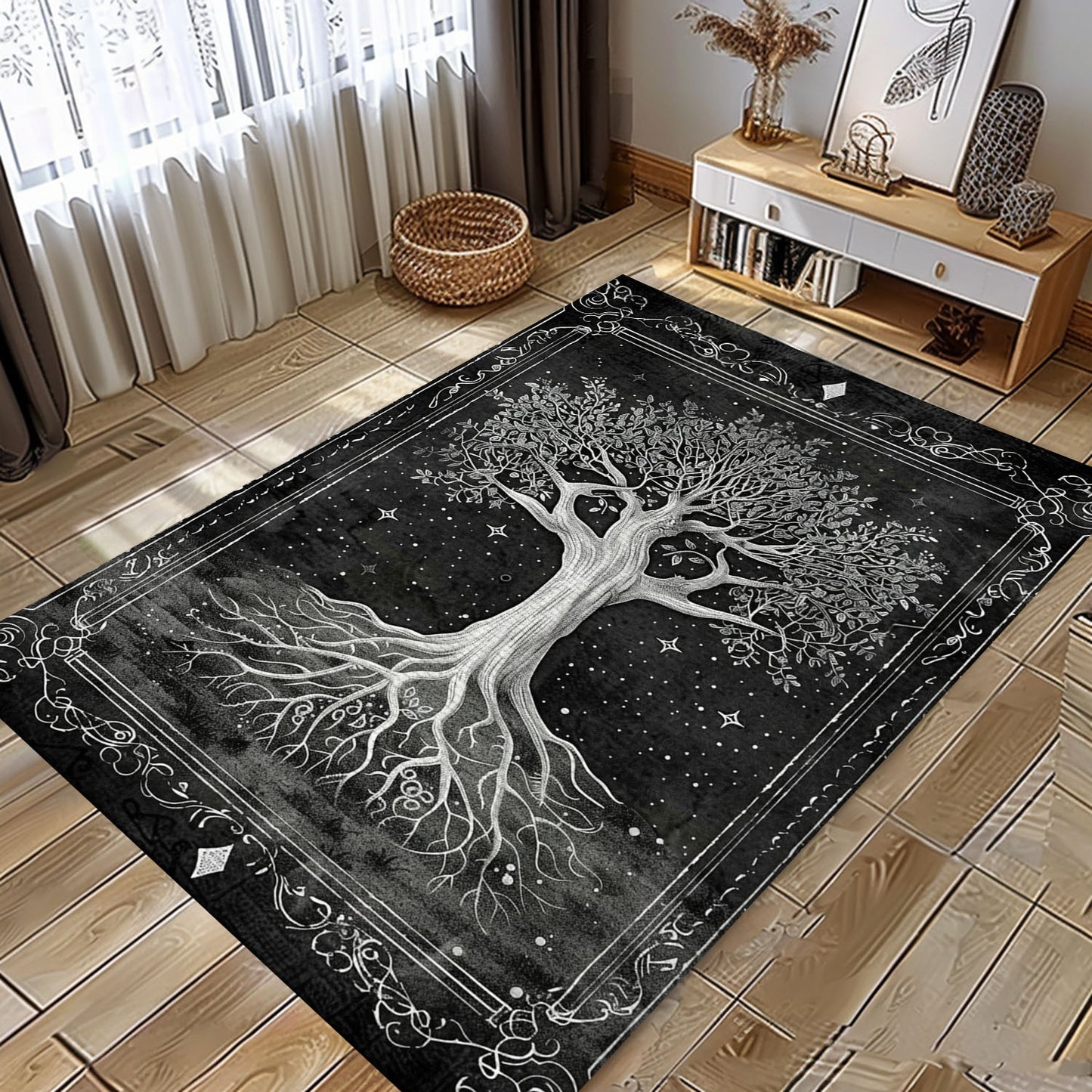 Premium Celtic Tree of Life Viking Rug – Perfect for Adding a Norse Mythology Accent to Your Home Decor, Personalized Carpet Viking, Popular Rug Full Size (3x5, 4x6, 5x8) V6