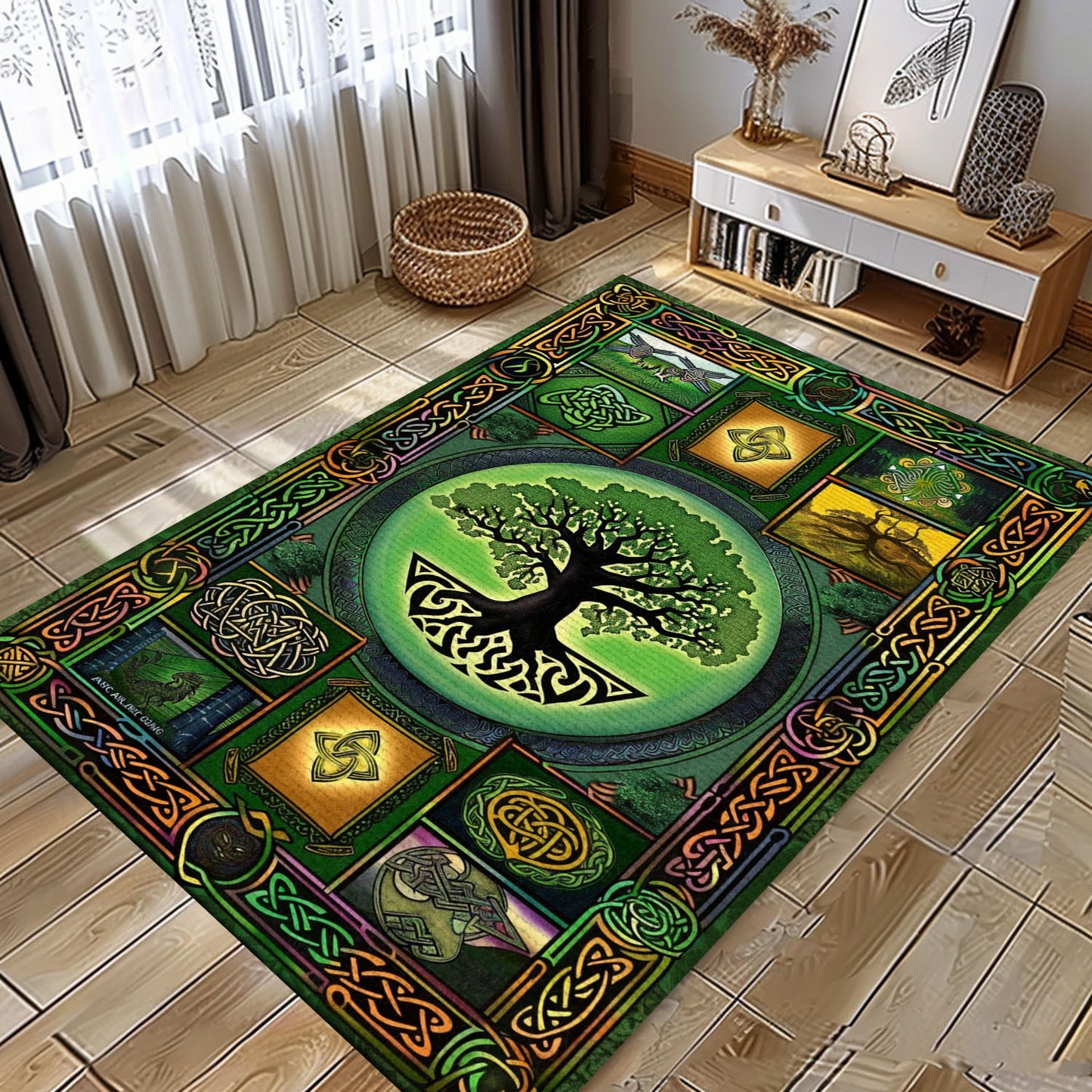 Handcrafted Celtic Tree of Life Viking Area Rug – A Unique Addition to Your Bedroom and Living Room Decor, Personalized Carpet Viking, Popular Rug Full Size (3x5, 4x6, 5x8) V5