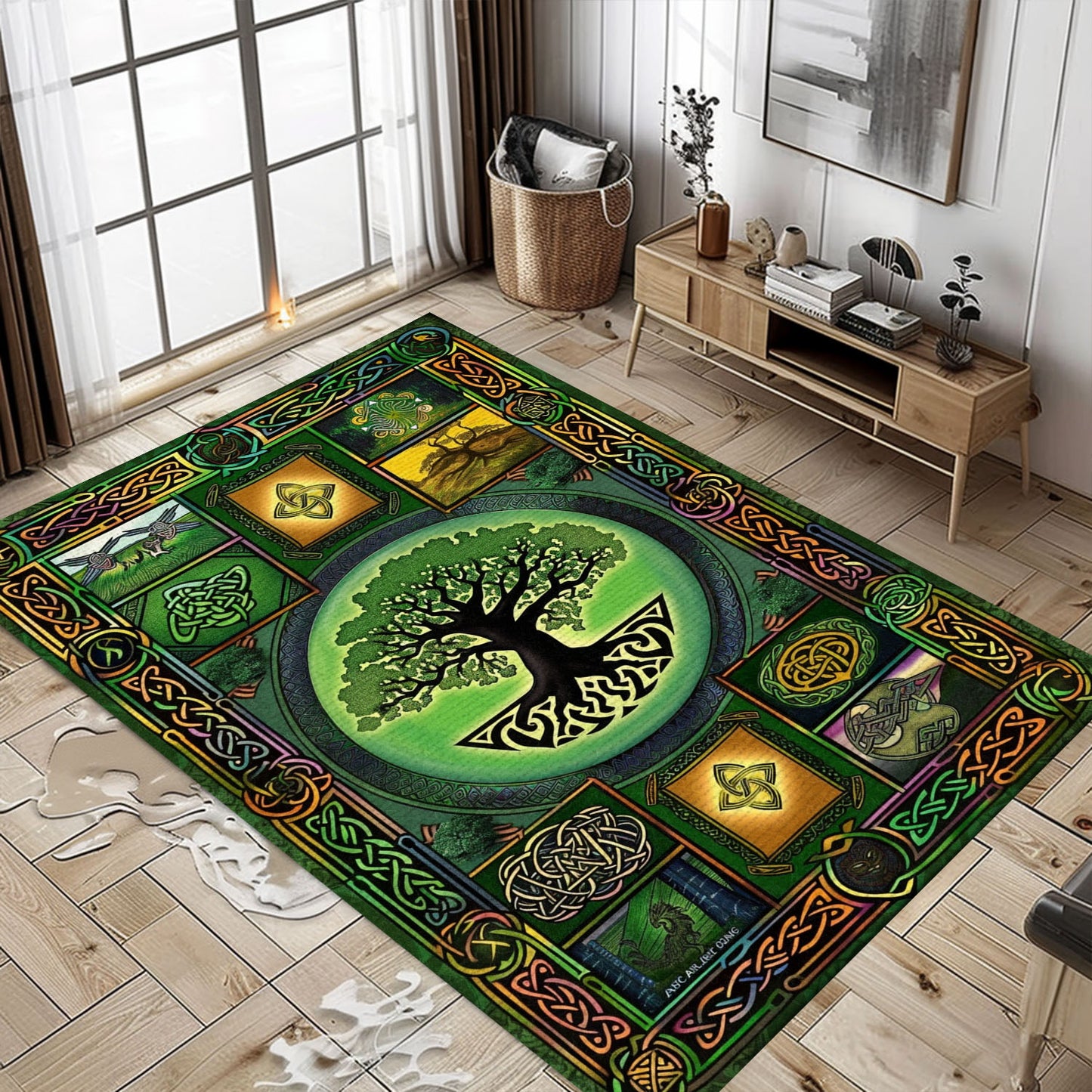 Handcrafted Celtic Tree of Life Viking Area Rug – A Unique Addition to Your Bedroom and Living Room Decor, Personalized Carpet Viking, Popular Rug Full Size (3x5, 4x6, 5x8) V5