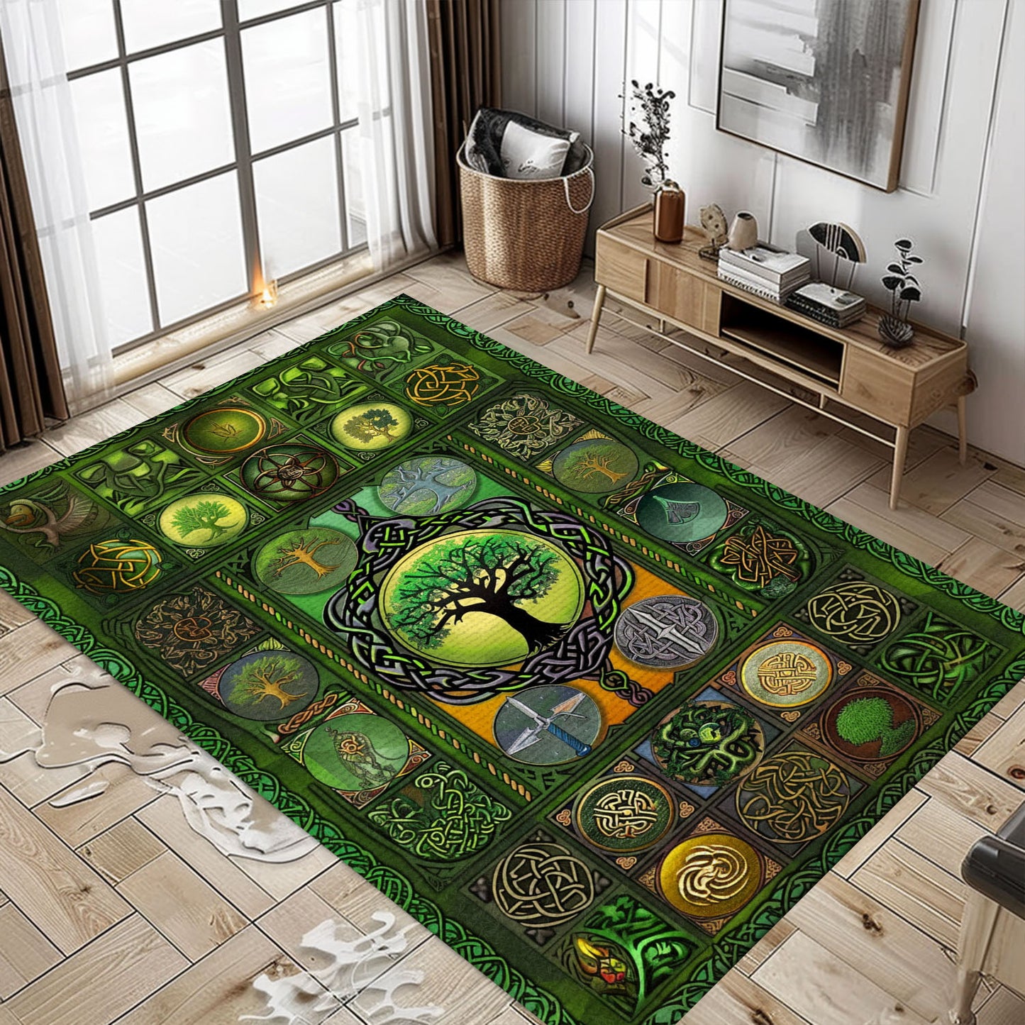 Elegant Celtic Tree of Life Viking Area Rug – Perfect for Adding a Touch of Norse Mythology to Your Living Space, Personalized Carpet Viking, Popular Rug Full Size (3x5, 4x6, 5x8) V2