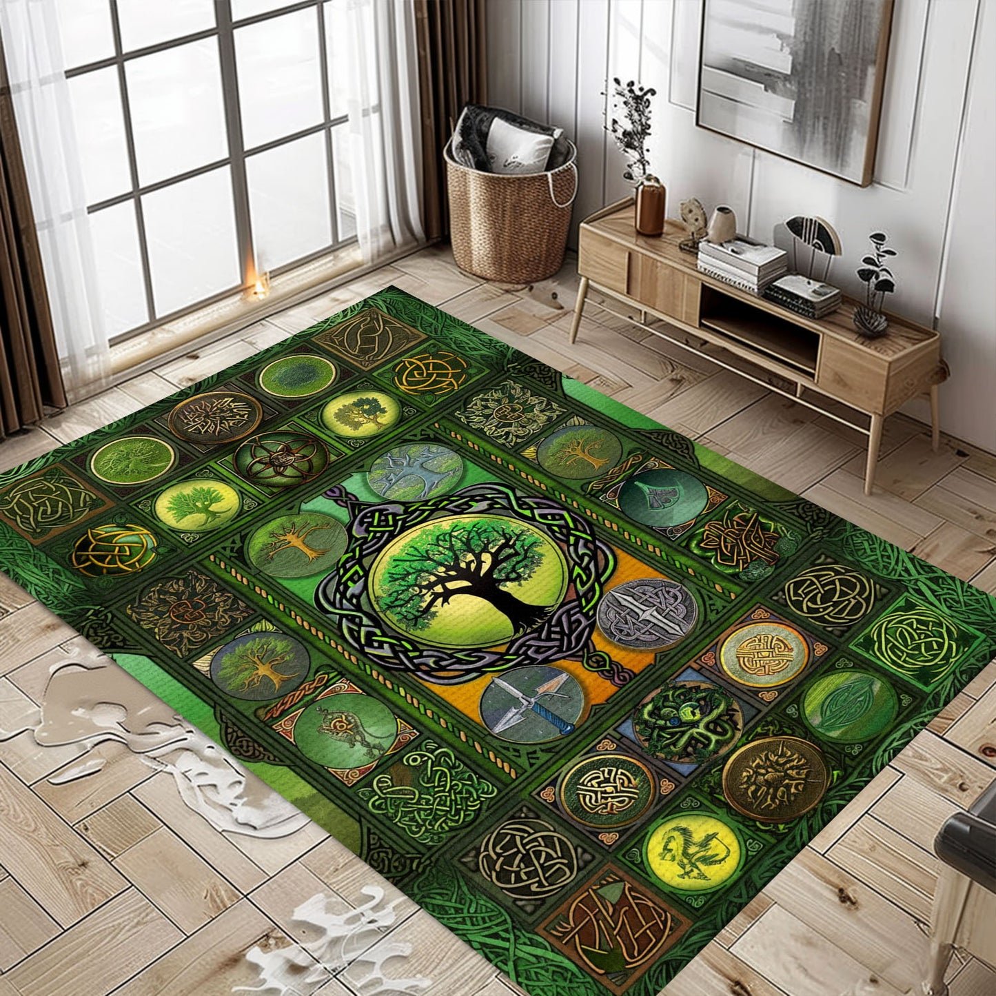 Luxurious Celtic Tree of Life Viking Rug for Bedroom and Living Room – Embrace Norse Mythology in Your Home, Personalized Carpet Viking, Popular Rug Full Size (3x5, 4x6, 5x8) V1