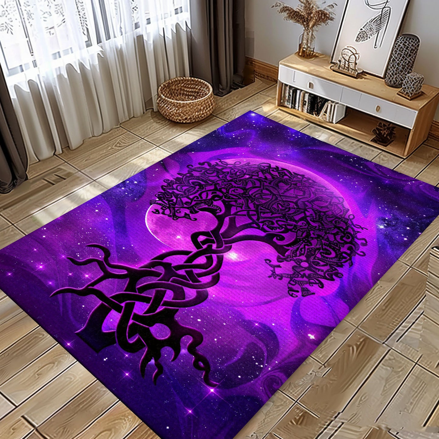 Celtic Tree of Life Design Rug: Norse Mythology Influence, Personalized Carpet Viking, Viking Area Rugs for Living Room, Viking Carpet Bedroom, Popular Rug Full Size (3x5, 4x6, 5x8) V96