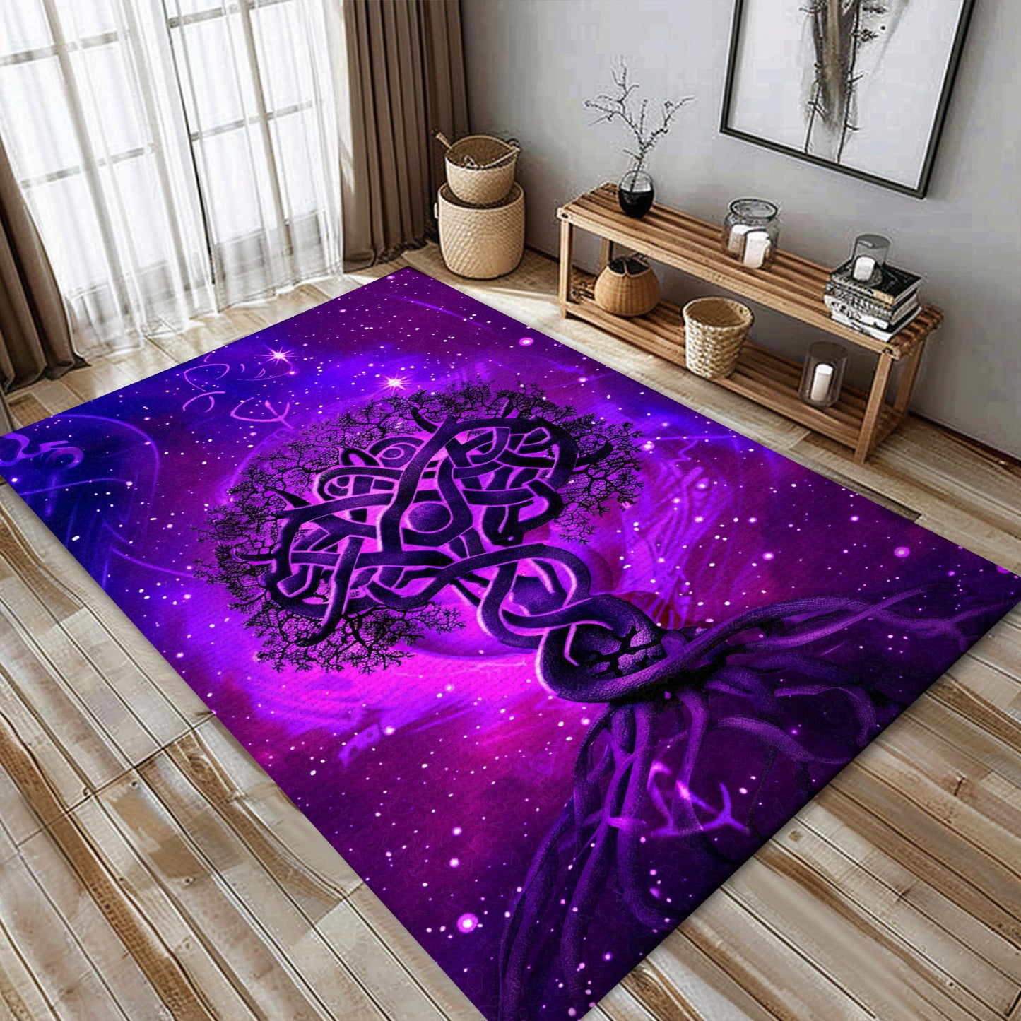 Norse Mythology-Inspired Celtic Tree of Life Rug for Home, Personalized Carpet Viking, Viking Area Rugs for Living Room, Viking Carpet Bedroom, Popular Rug Full Size (3x5, 4x6, 5x8) V94