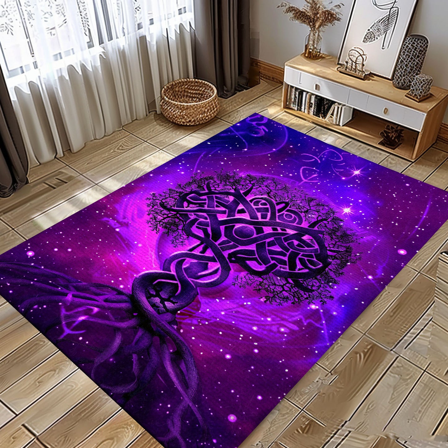 Norse Mythology-Inspired Celtic Tree of Life Rug for Home, Personalized Carpet Viking, Viking Area Rugs for Living Room, Viking Carpet Bedroom, Popular Rug Full Size (3x5, 4x6, 5x8) V94