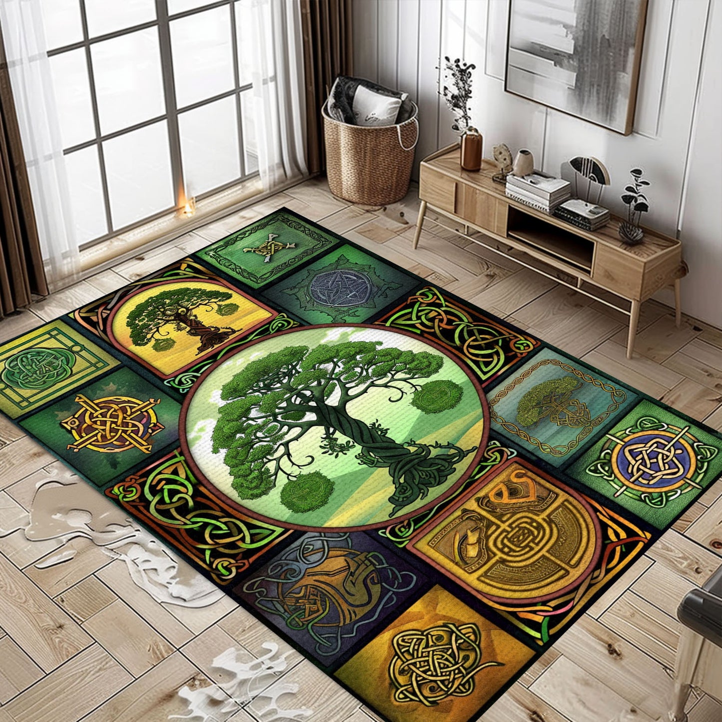 Celtic Tree of Life Viking Area Rug: Cultural Decor Piece, Personalized Carpet Viking, Viking Area Rugs for Living Room, Viking Carpet Bedroom, Popular Rug Full Size (3x5, 4x6, 5x8) V100