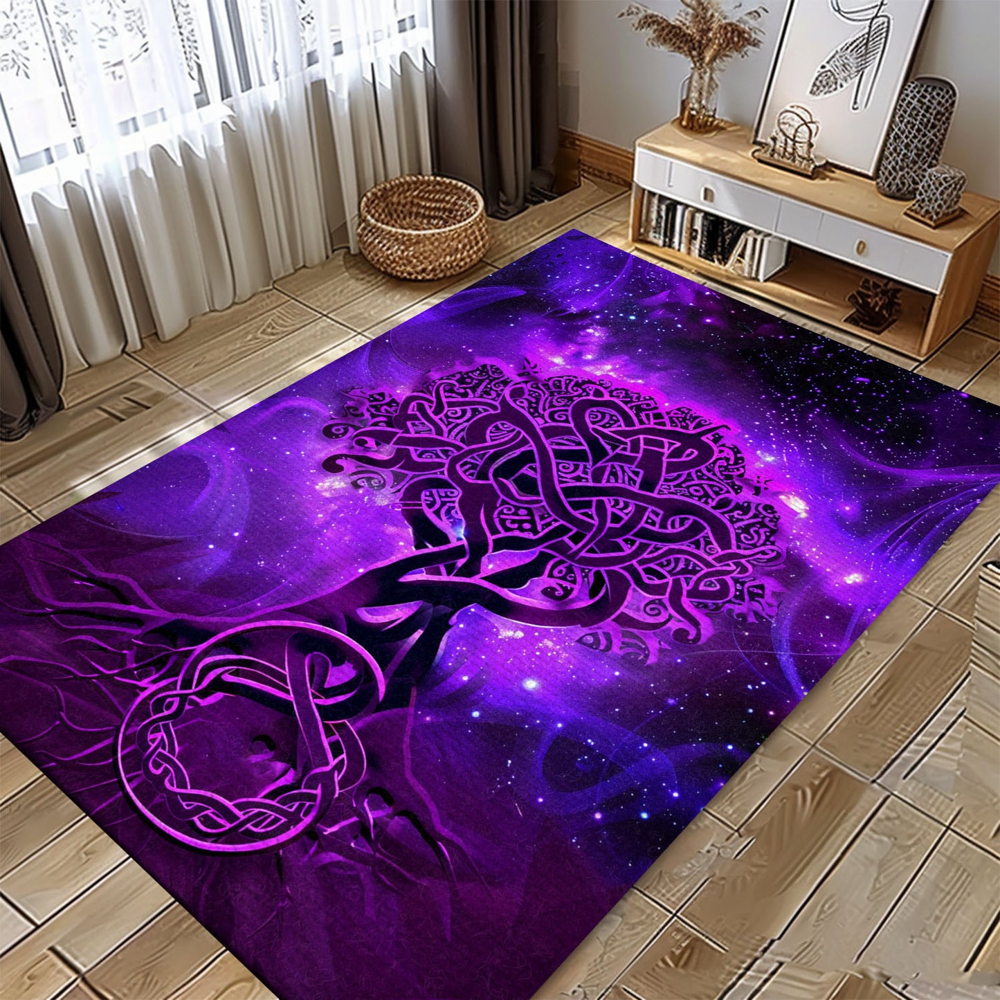 Intricate Viking Rug with Celtic Tree of Life Design, Personalized Carpet Viking, Viking Area Rugs for Living Room, Viking Carpet Bedroom, Popular Rug Full Size (3x5, 4x6, 5x8) V88