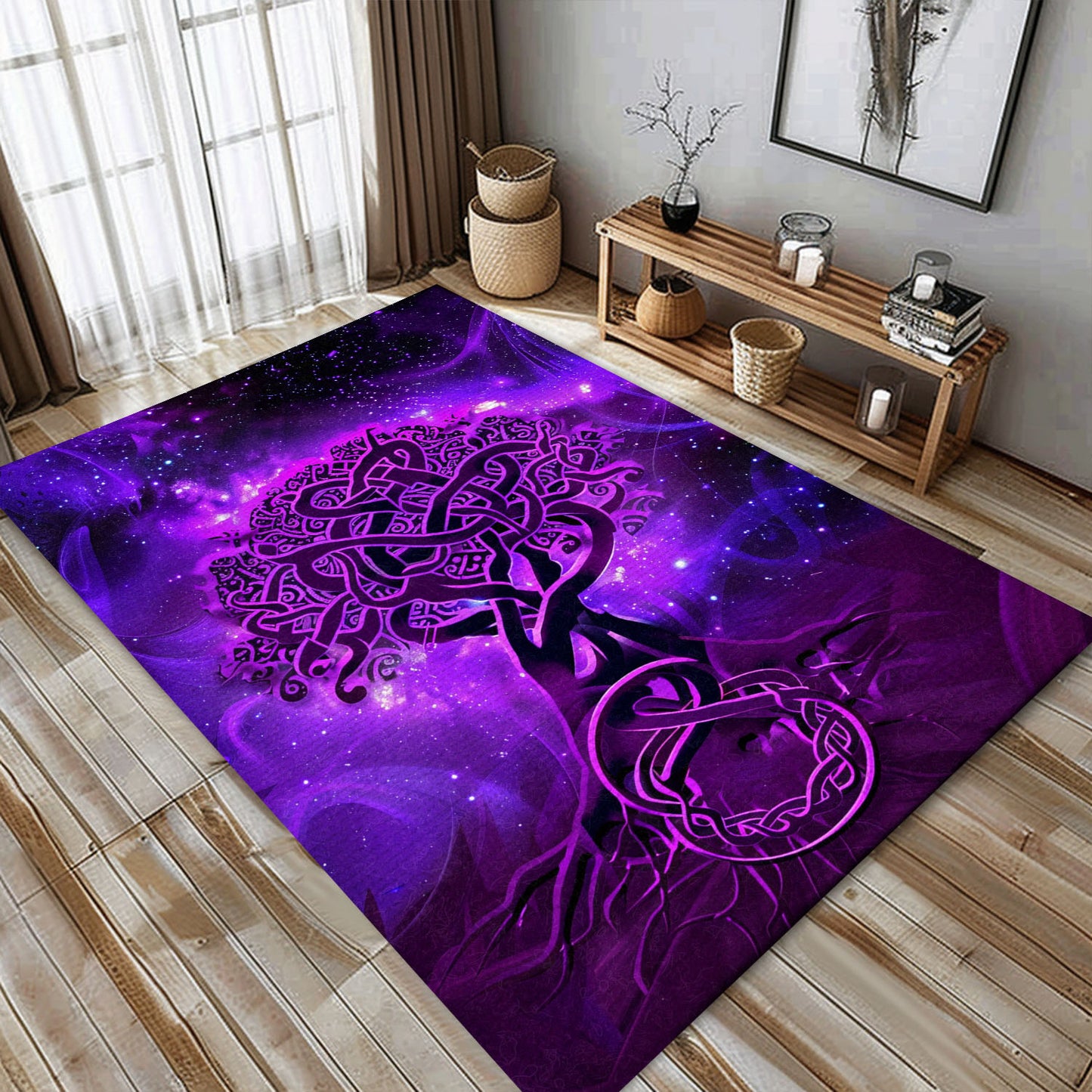 Intricate Viking Rug with Celtic Tree of Life Design, Personalized Carpet Viking, Viking Area Rugs for Living Room, Viking Carpet Bedroom, Popular Rug Full Size (3x5, 4x6, 5x8) V88