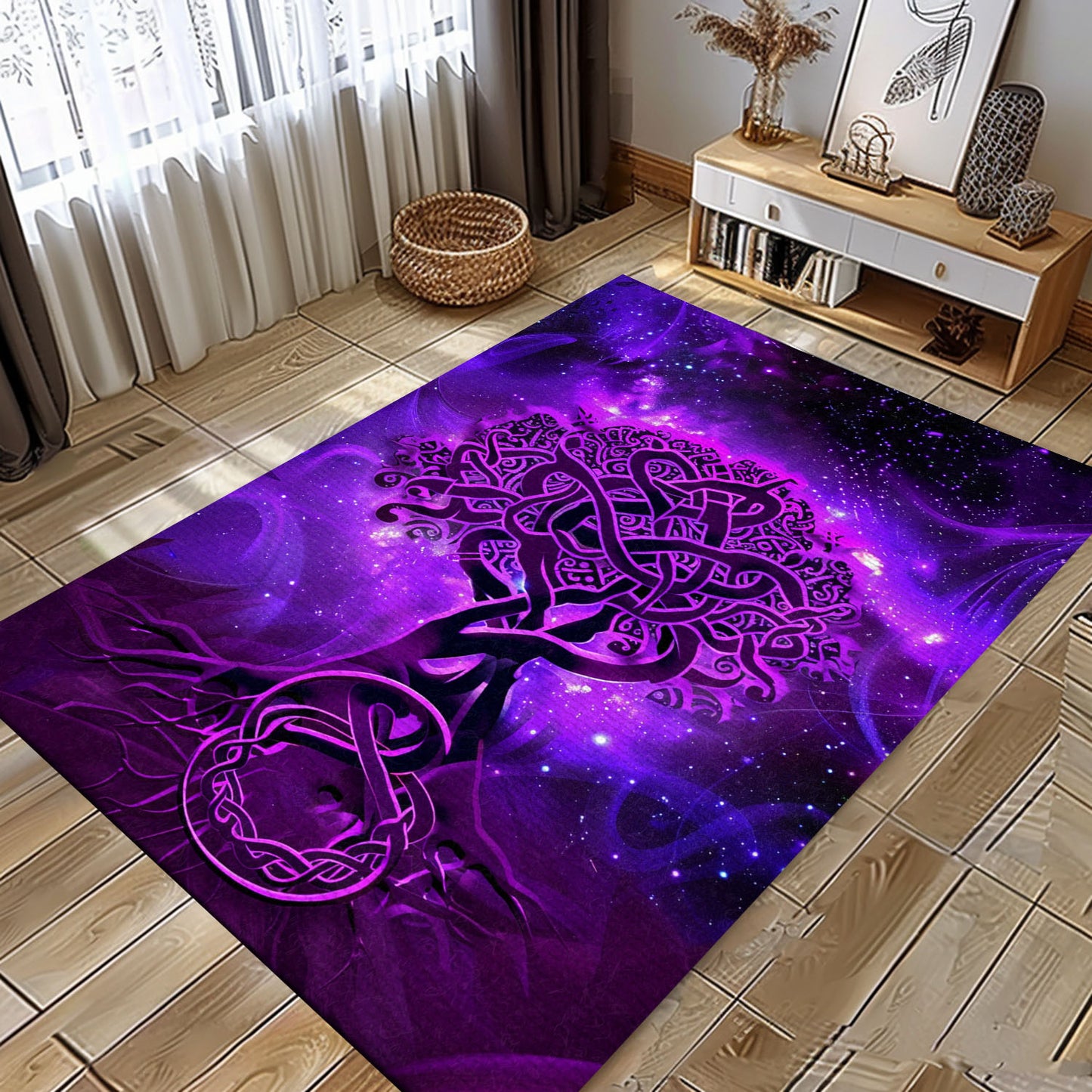 Intricate Viking Rug with Celtic Tree of Life Design, Personalized Carpet Viking, Viking Area Rugs for Living Room, Viking Carpet Bedroom, Popular Rug Full Size (3x5, 4x6, 5x8) V88