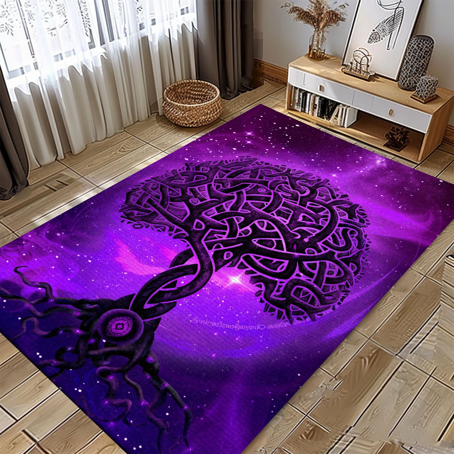 Mythological Viking Area Rug: Celtic Tree of Life Motif, Personalized Carpet Viking, Viking Area Rugs for Living Room, Viking Carpet Bedroom, Popular Rug Full Size (3x5, 4x6, 5x8) V86