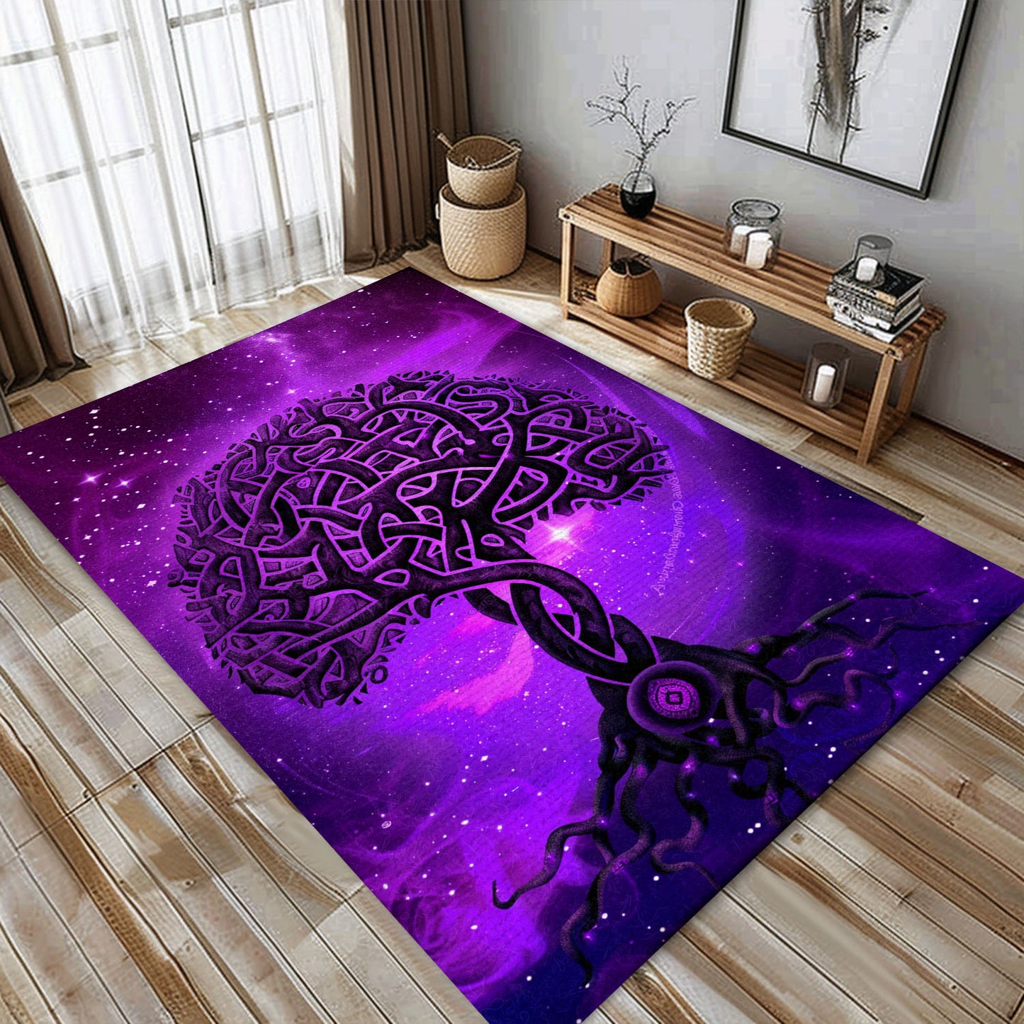 Mythological Viking Area Rug: Celtic Tree of Life Motif, Personalized Carpet Viking, Viking Area Rugs for Living Room, Viking Carpet Bedroom, Popular Rug Full Size (3x5, 4x6, 5x8) V86