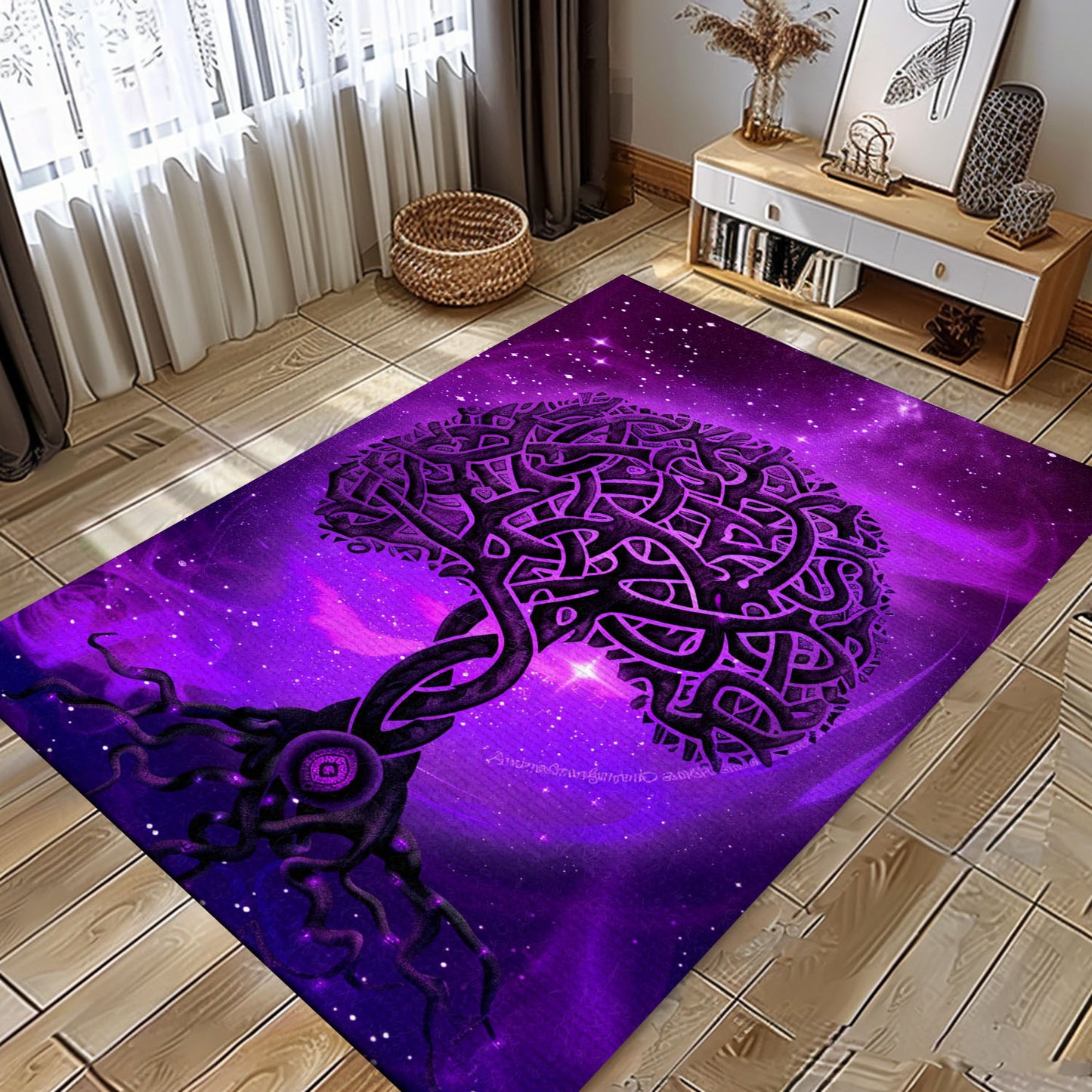 Mythological Viking Area Rug: Celtic Tree of Life Motif, Personalized Carpet Viking, Viking Area Rugs for Living Room, Viking Carpet Bedroom, Popular Rug Full Size (3x5, 4x6, 5x8) V86