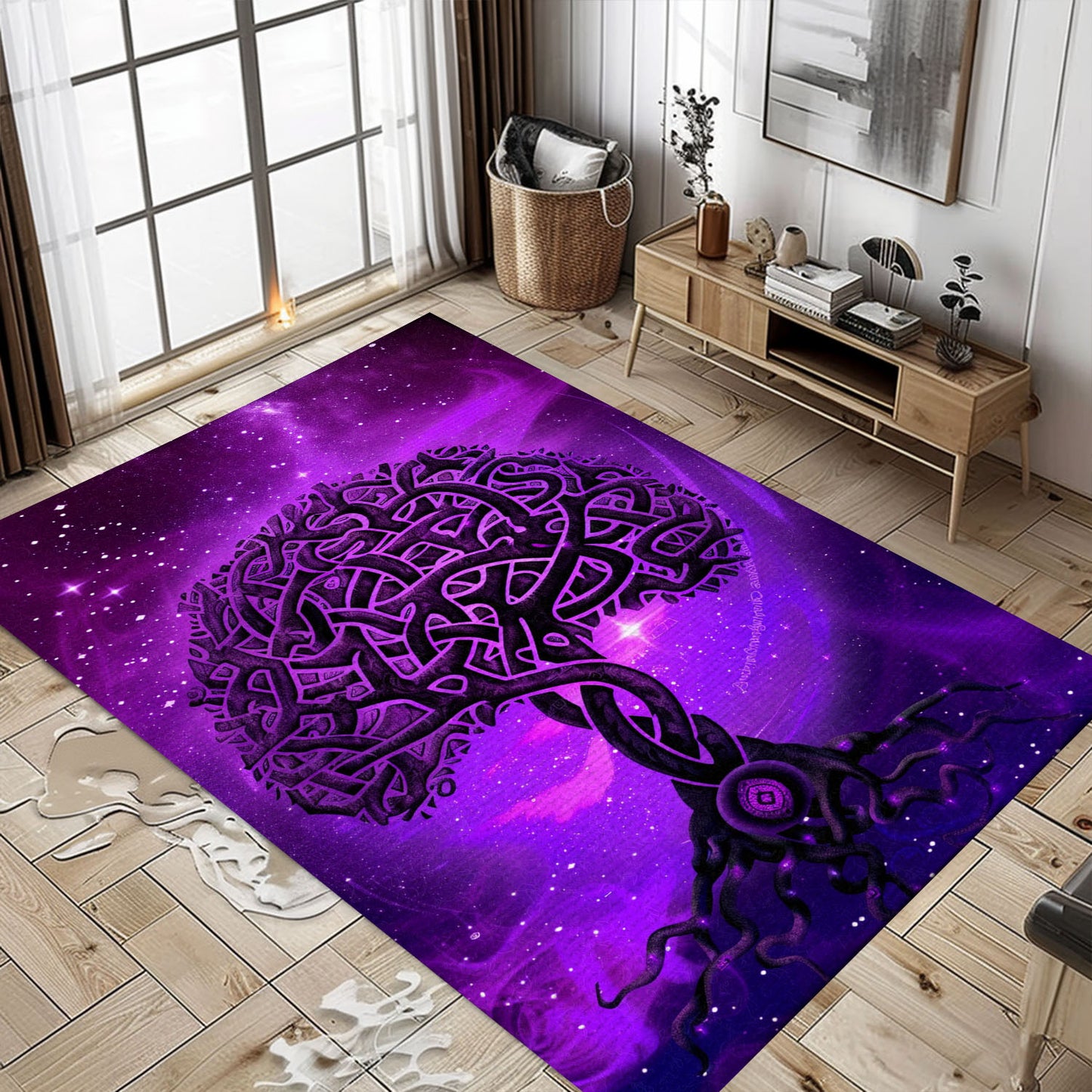 Mythological Viking Area Rug: Celtic Tree of Life Motif, Personalized Carpet Viking, Viking Area Rugs for Living Room, Viking Carpet Bedroom, Popular Rug Full Size (3x5, 4x6, 5x8) V86
