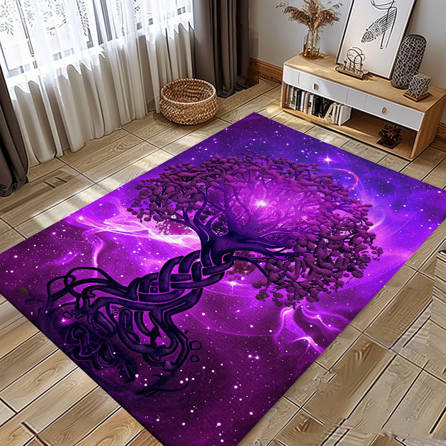 Norse Mythology Inspired Celtic Tree of Life Rug for Viking Theme, Personalized Carpet Viking, Popular Rug Full Size (3x5, 4x6, 5x8) V82