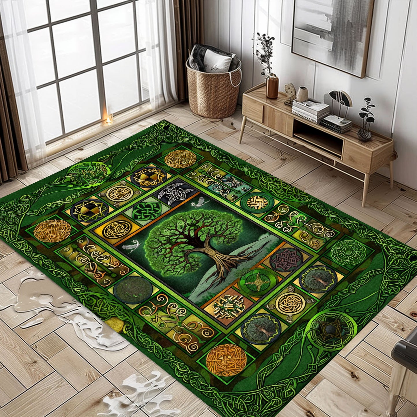 Mythical Celtic Tree of Life Viking Rug for Living Space, Personalized Carpet Viking, Viking Area Rugs for Living Room, Viking Carpet Bedroom, Popular Rug Full Size (3x5, 4x6, 5x8) V89