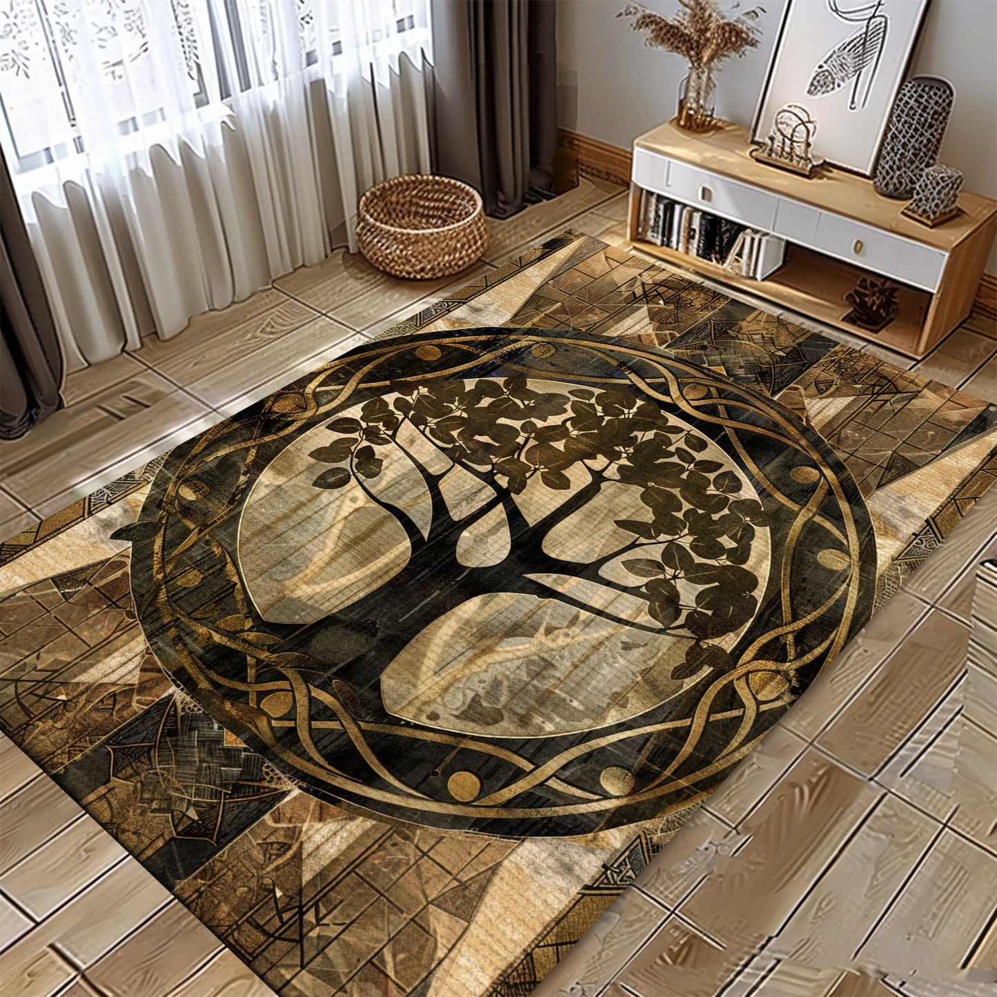 Mythical Celtic Tree of Life Design Rug for Home Décor, Personalized Carpet Viking, Viking Area Rugs for Living Room, Viking Carpet Bedroom, Popular Rug Full Size (3x5, 4x6, 5x8) V51
