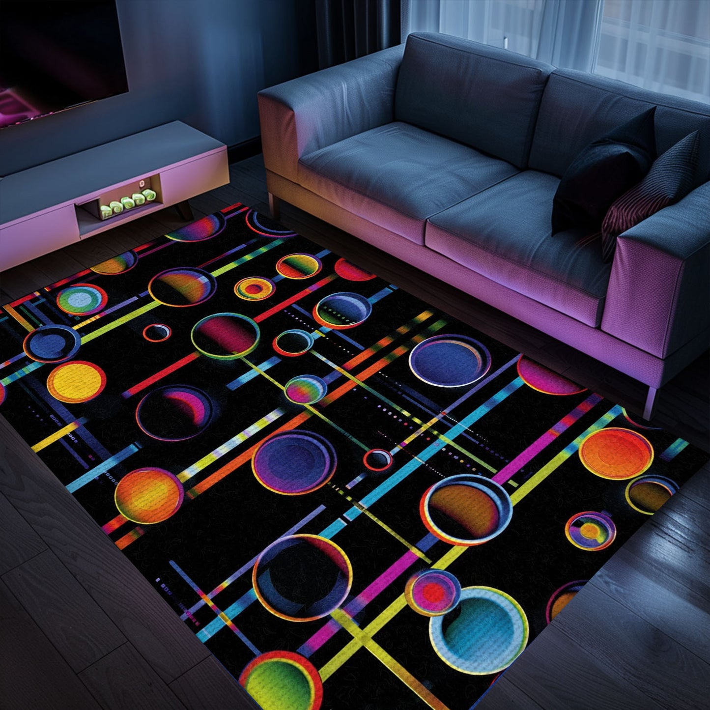 Dark and Neon 80s Arcade NES Game 8bit Rugs: A Stylish Addition to Any Room, Arcade Decor, Gift for Gamers, Video Game Lovers G298