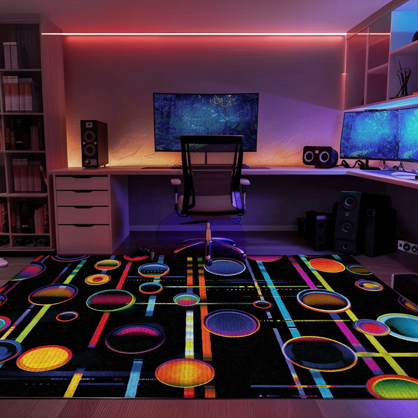 Dark and Neon 80s Arcade NES Game 8bit Rugs: A Stylish Addition to Any Room, Arcade Decor, Gift for Gamers, Video Game Lovers G298