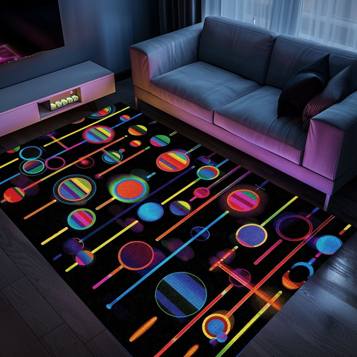 Level Up Your Decor with Dark and Neon 80s Arcade NES Game 8bit Rugs for Boys, Arcade Decor, Gift for Gamers, Video Game Lovers G297