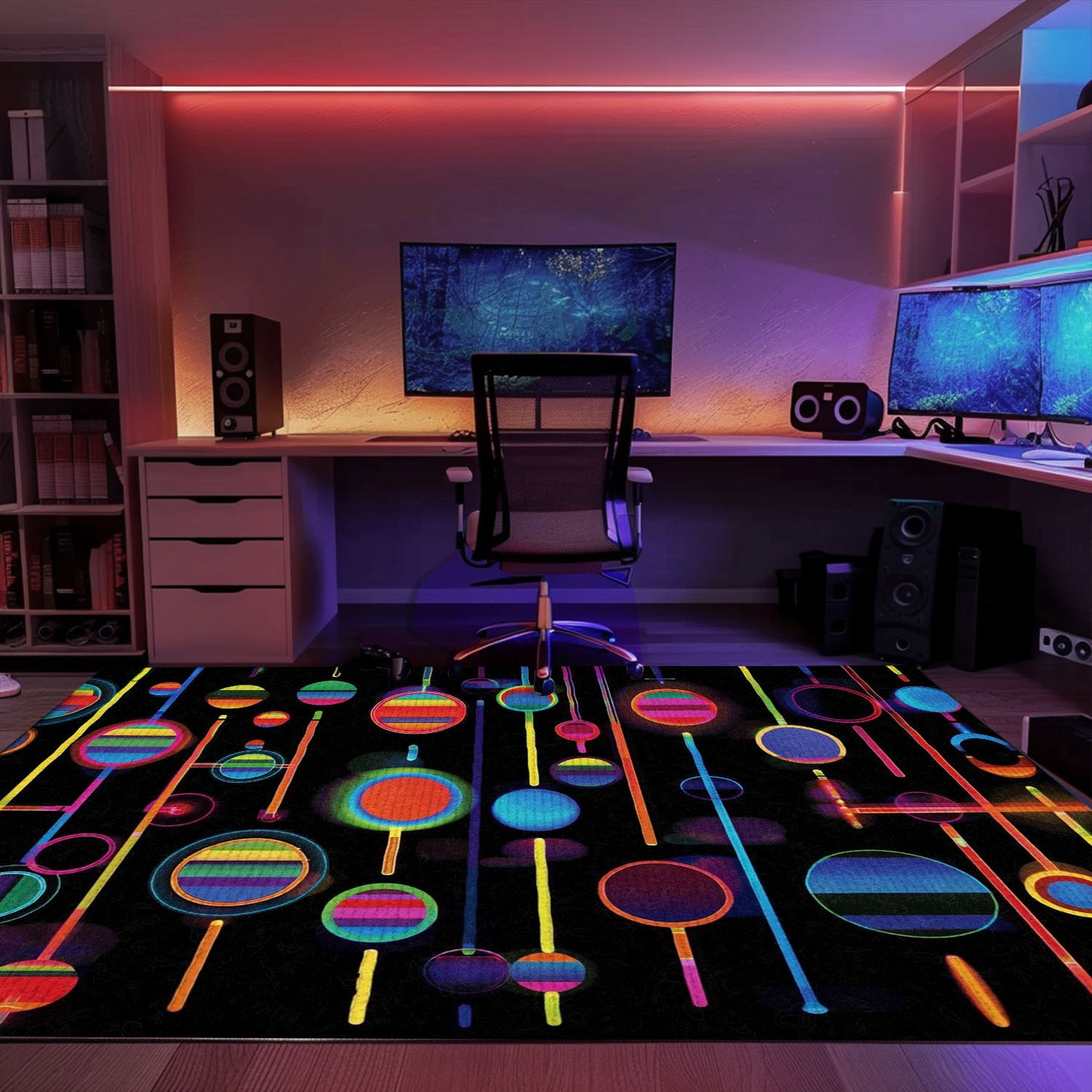 Level Up Your Decor with Dark and Neon 80s Arcade NES Game 8bit Rugs for Boys, Arcade Decor, Gift for Gamers, Video Game Lovers G297