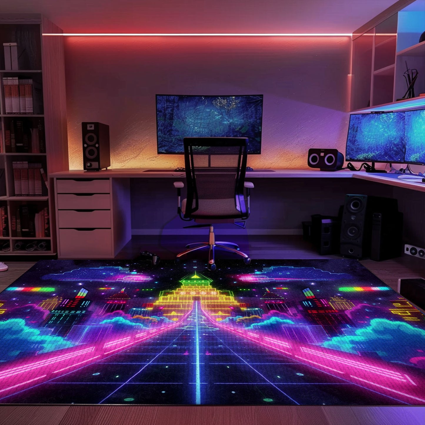 Immerse Yourself in Retro Gaming Culture with Dark and Neon 80s Arcade NES Game 8bit Rugs, Arcade Decor, Gift for Gamers, Video Game Lovers G285