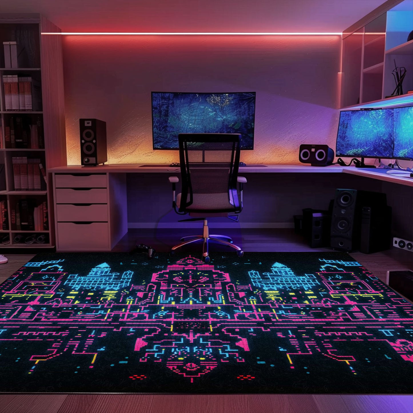 Elevate Your Home Décor with Dark and Neon 80s Arcade NES Game 8bit Rugs for Boys, Arcade Decor, Gift for Gamers, Video Game Lovers G282