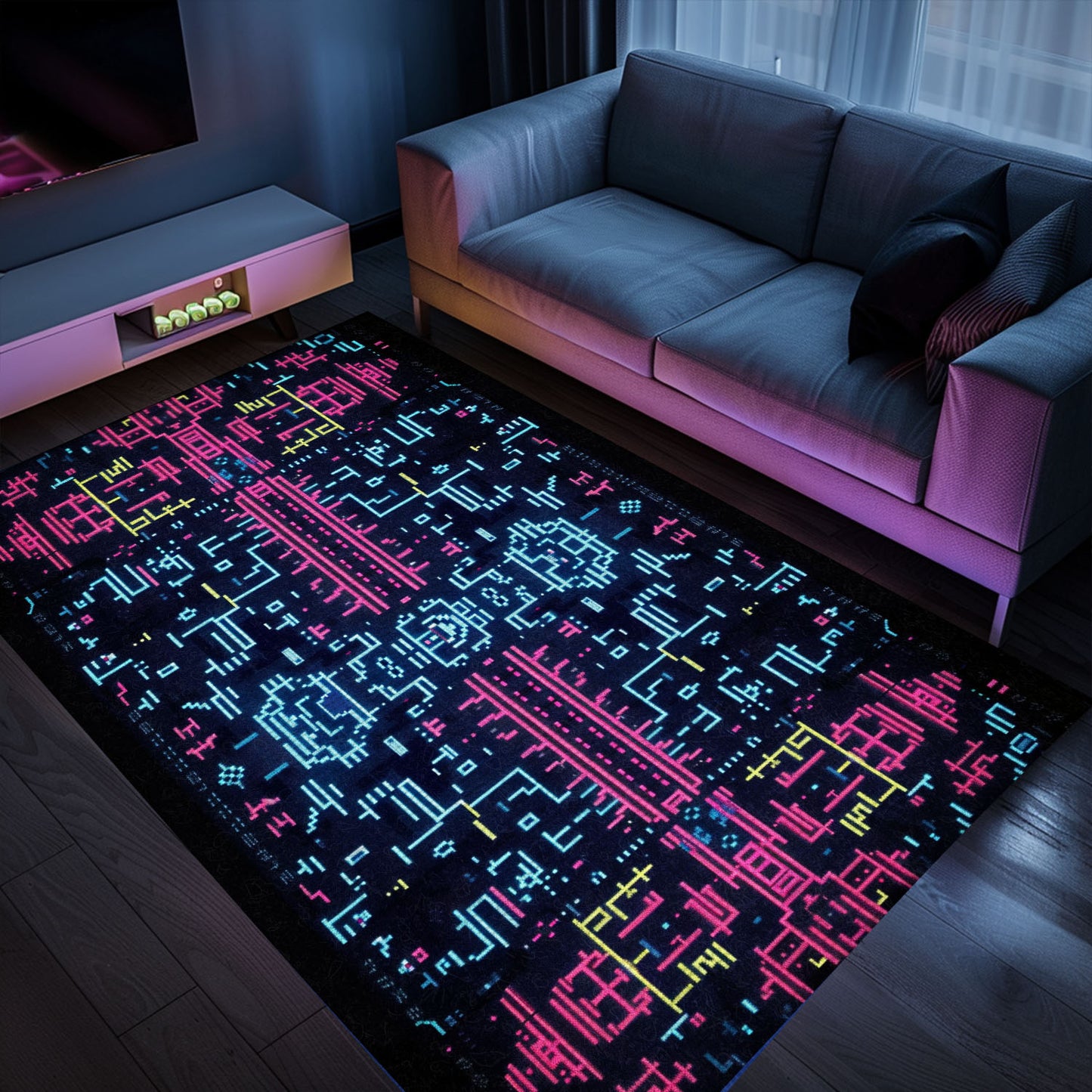 Enhance Boys' Spaces with Dark and Neon 80s Arcade NES Game 8bit Rugs, Arcade Decor, Gift for Gamers, Video Game Lovers G277