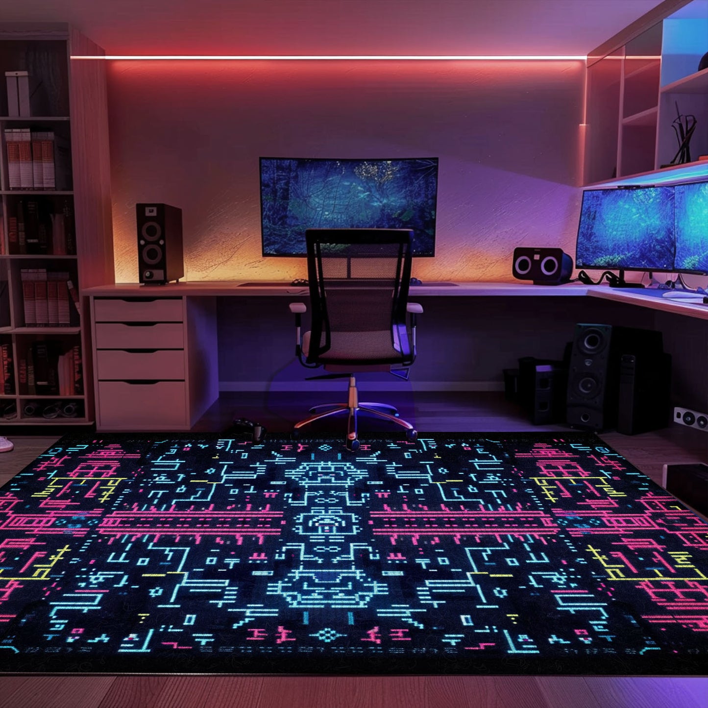 Enhance Boys' Spaces with Dark and Neon 80s Arcade NES Game 8bit Rugs, Arcade Decor, Gift for Gamers, Video Game Lovers G277