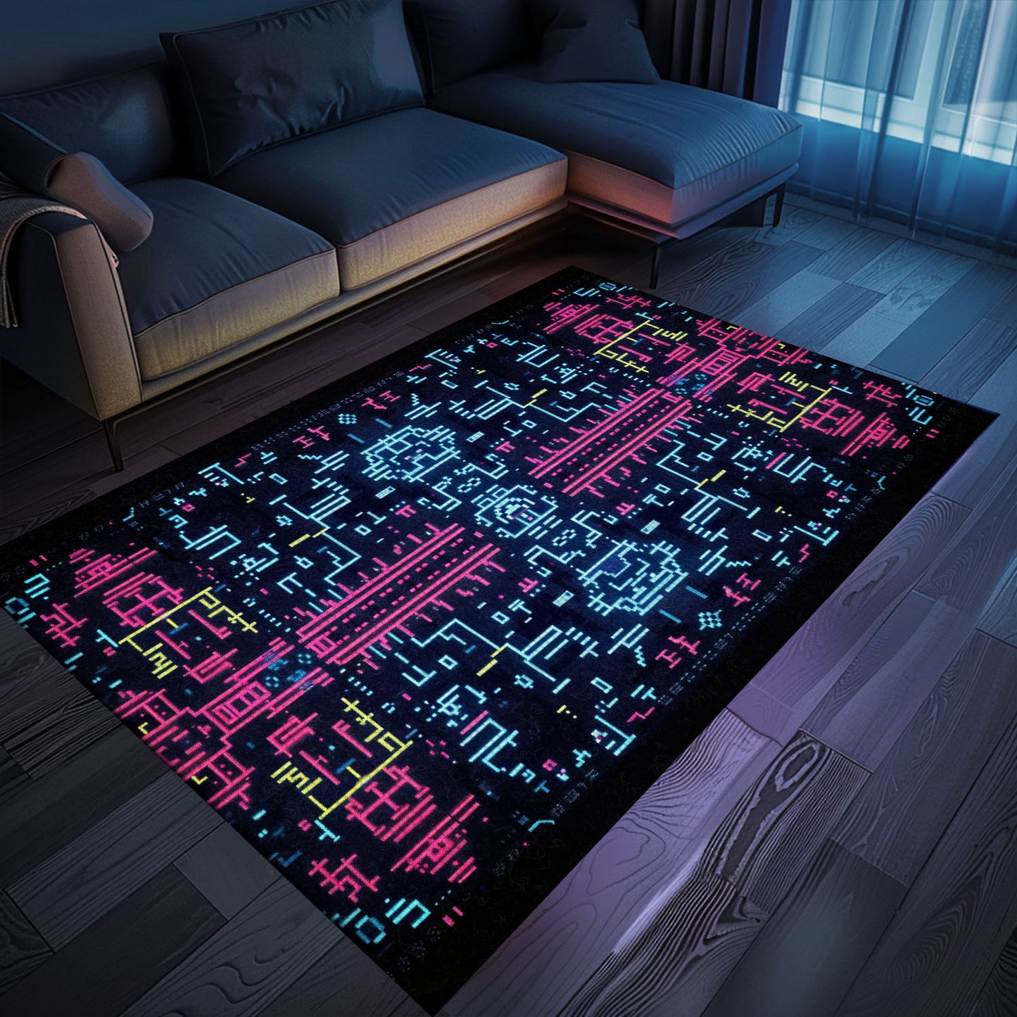 Enhance Boys' Spaces with Dark and Neon 80s Arcade NES Game 8bit Rugs, Arcade Decor, Gift for Gamers, Video Game Lovers G277