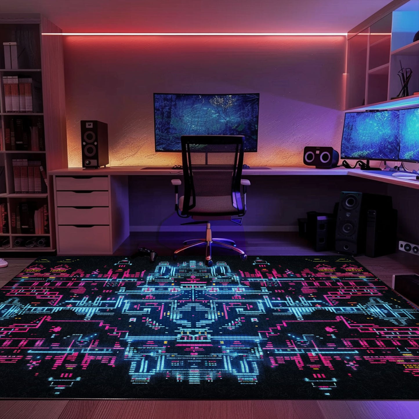 Fuel Boys' Imaginations with Dark and Neon 80s Arcade NES Game 8bit Rugs, Arcade Decor, Gift for Gamers, Video Game Lovers G276