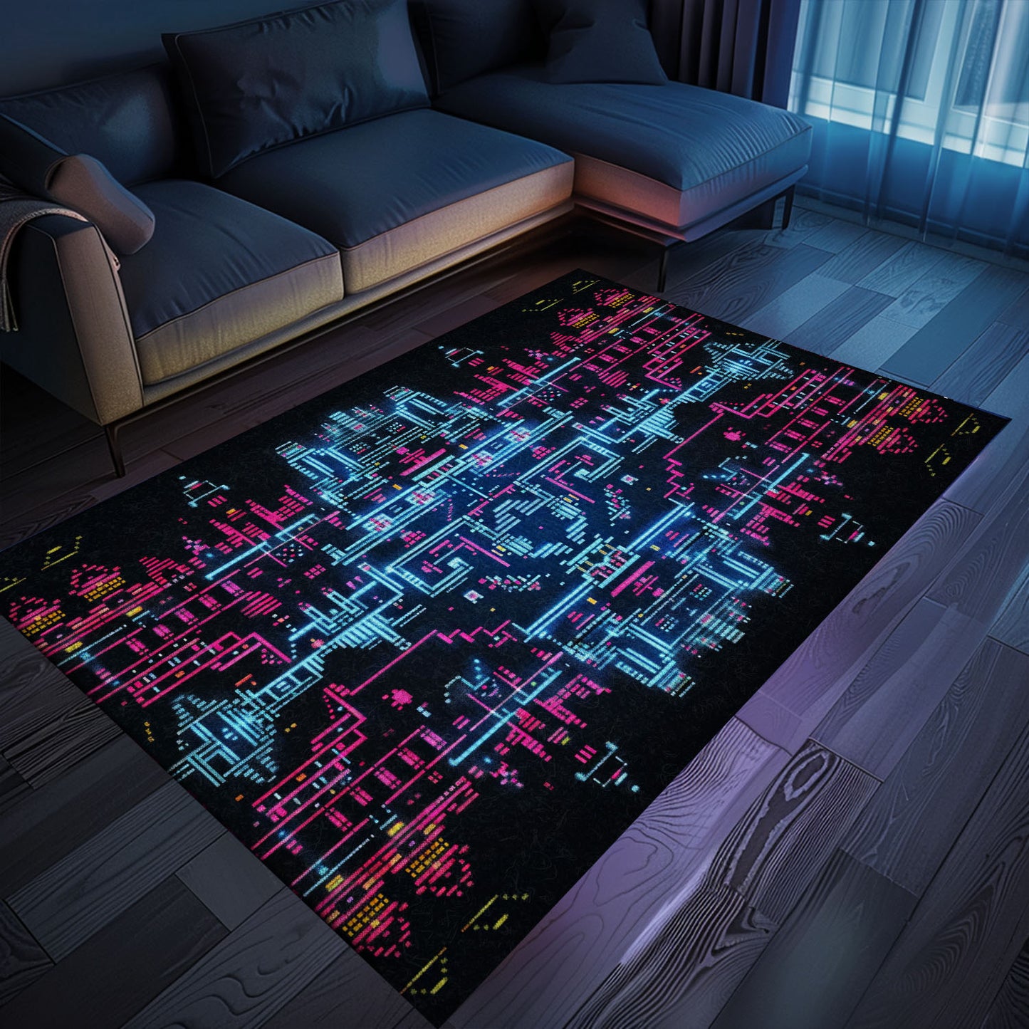 Fuel Boys' Imaginations with Dark and Neon 80s Arcade NES Game 8bit Rugs, Arcade Decor, Gift for Gamers, Video Game Lovers G276
