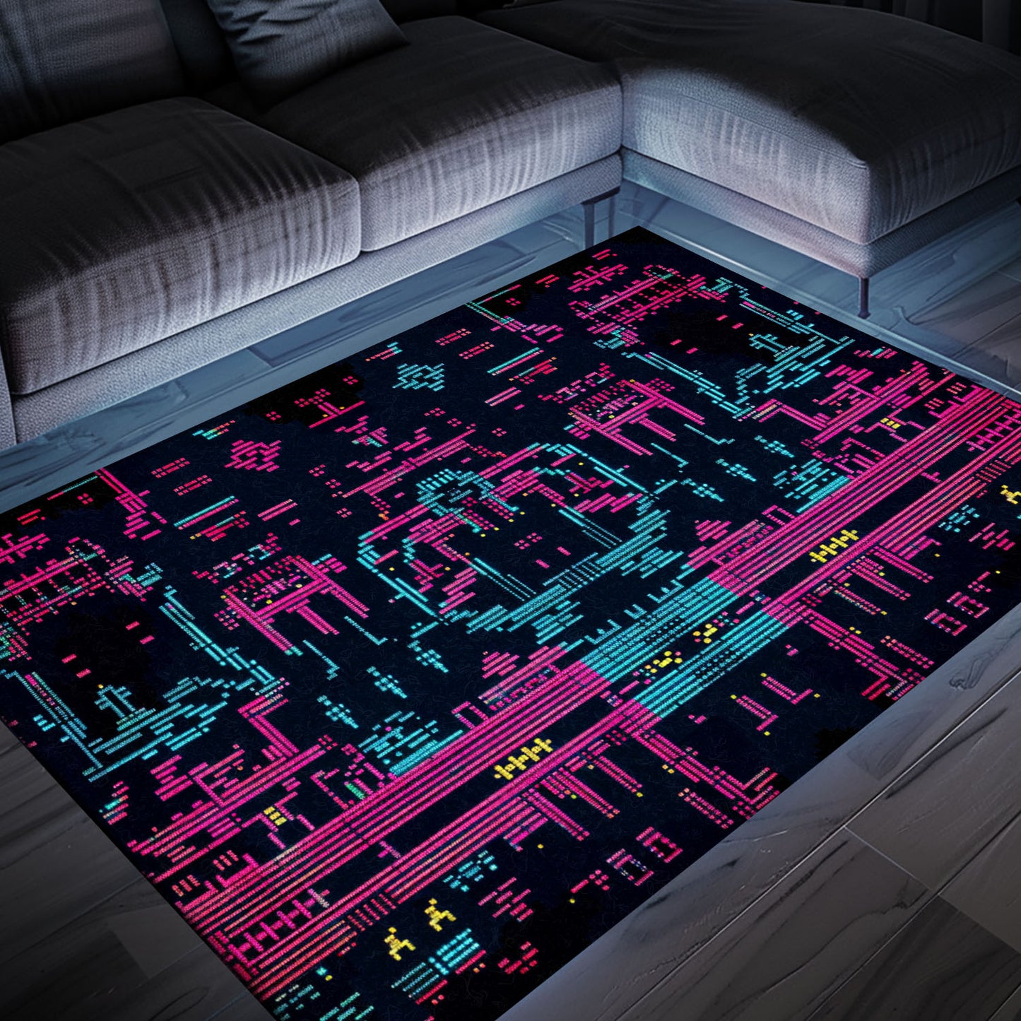 Elevate Boys' Spaces with Dark and Neon 80s Arcade NES Game 8bit Rugs, Arcade Decor, Gift for Gamers, Video Game Lovers G273