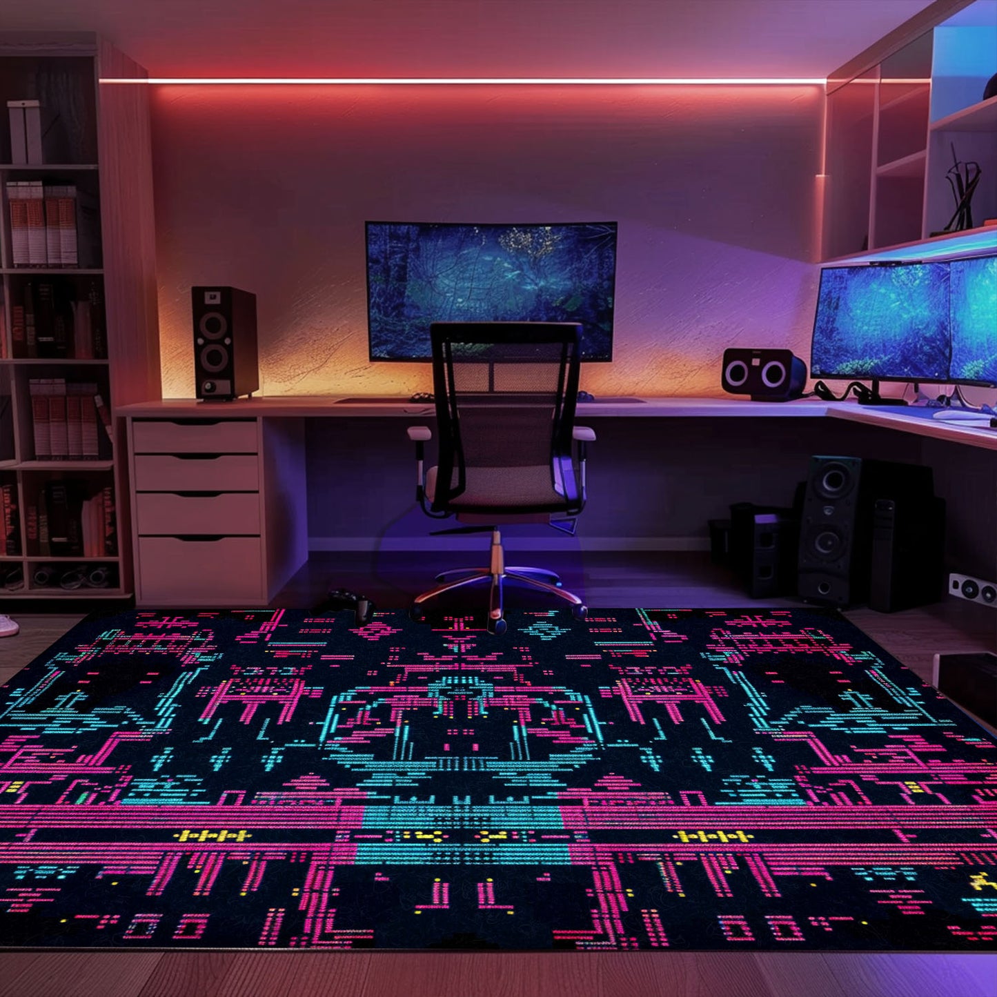 Elevate Boys' Spaces with Dark and Neon 80s Arcade NES Game 8bit Rugs, Arcade Decor, Gift for Gamers, Video Game Lovers G273