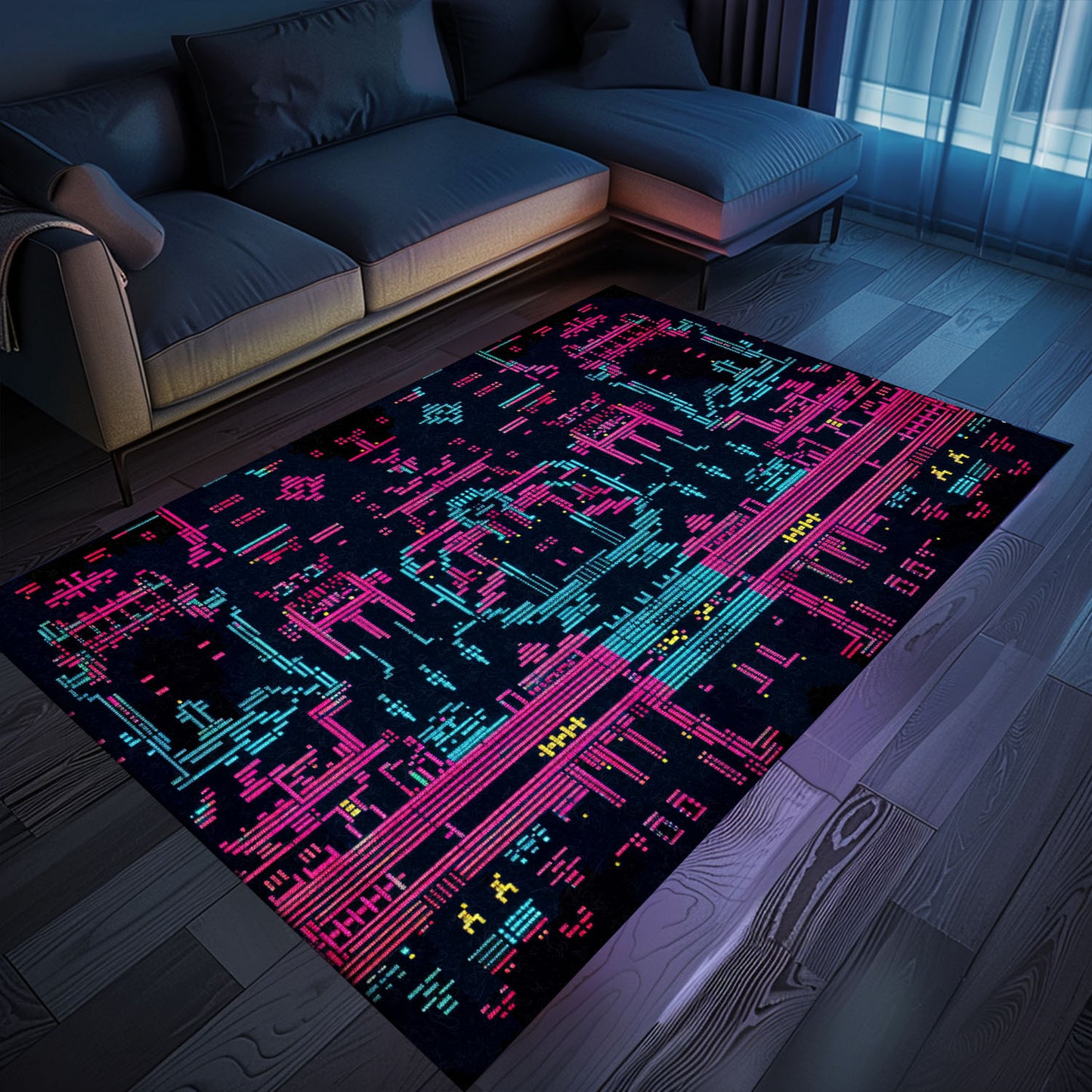 Elevate Boys' Spaces with Dark and Neon 80s Arcade NES Game 8bit Rugs, Arcade Decor, Gift for Gamers, Video Game Lovers G273