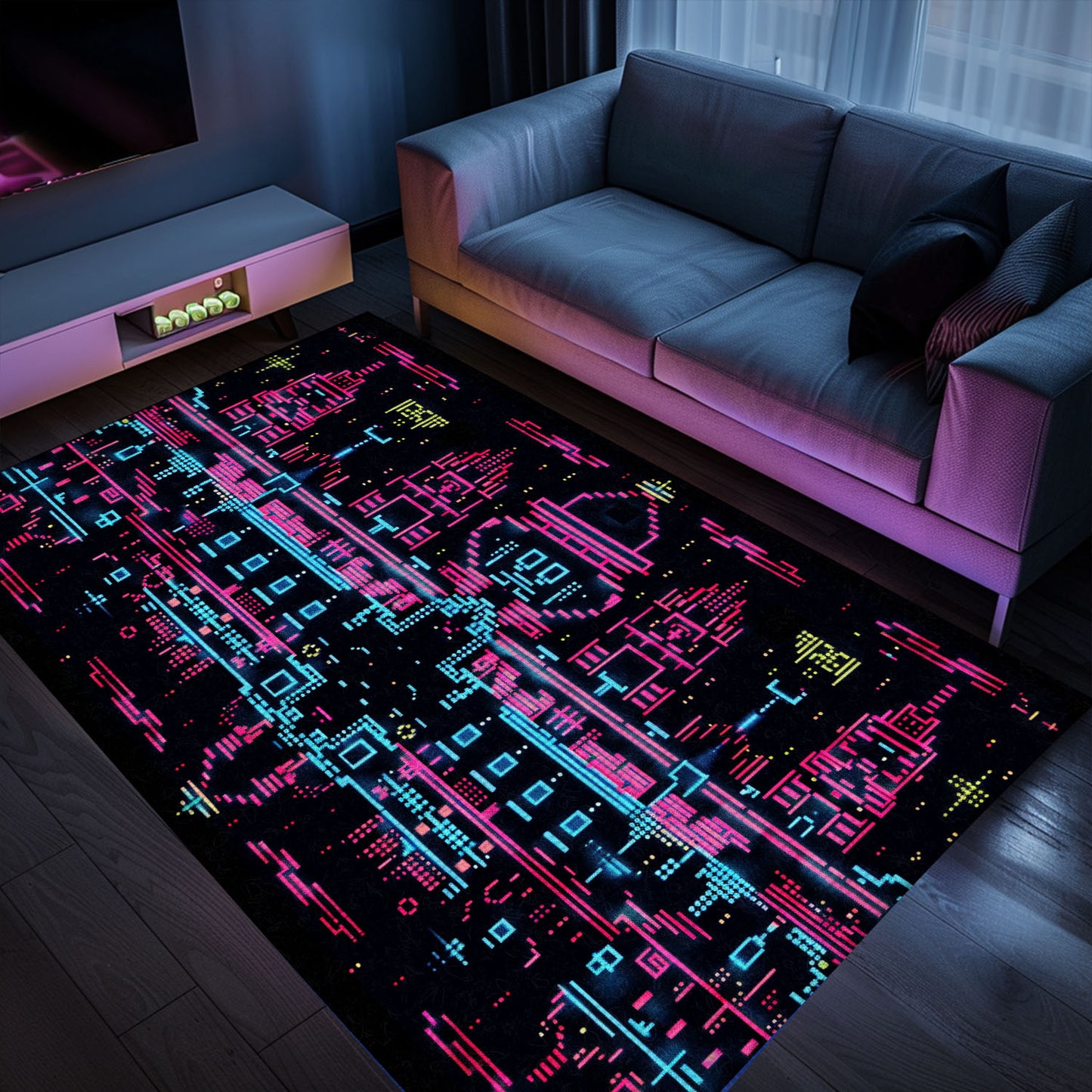 Level Up Boys' Rooms with Dark and Neon 80s Arcade NES Game 8bit Rugs, Arcade Decor, Gift for Gamers, Video Game Lovers G272