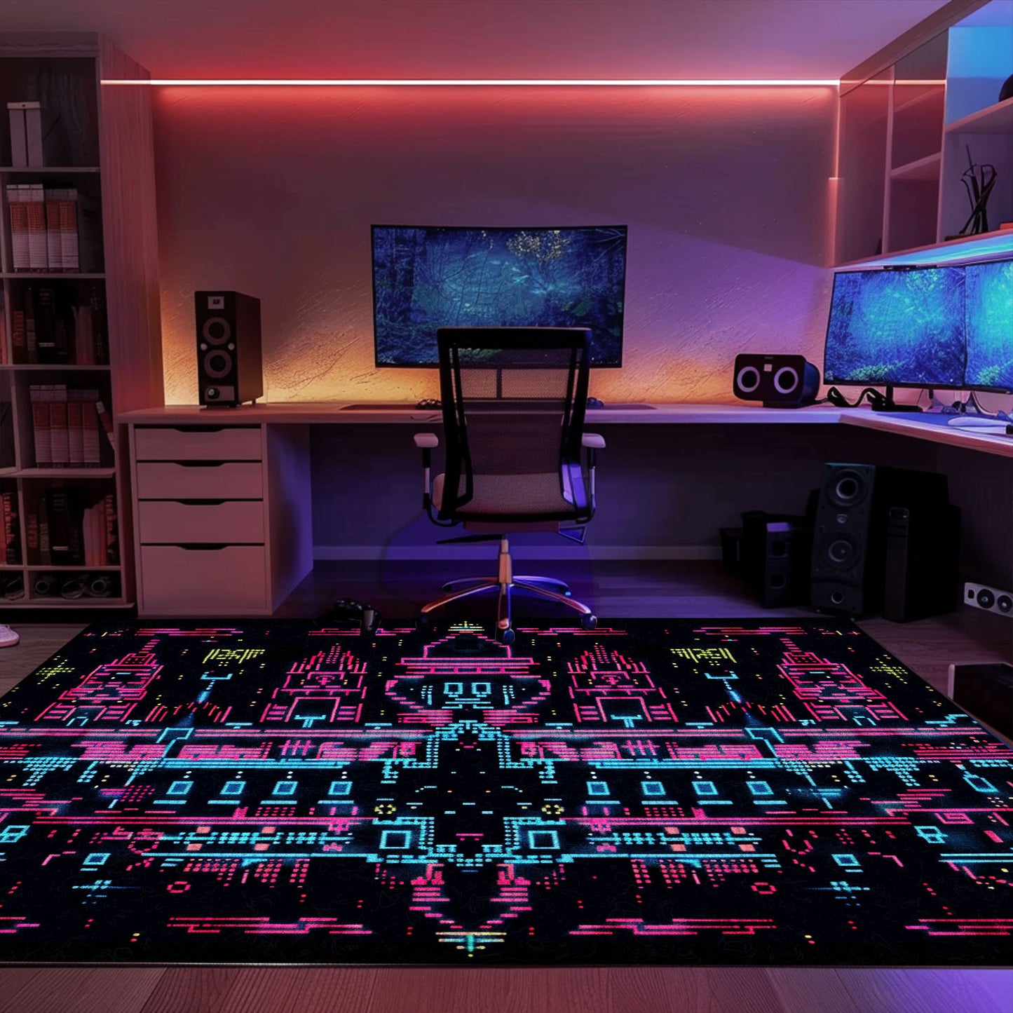 Level Up Boys' Rooms with Dark and Neon 80s Arcade NES Game 8bit Rugs, Arcade Decor, Gift for Gamers, Video Game Lovers G272