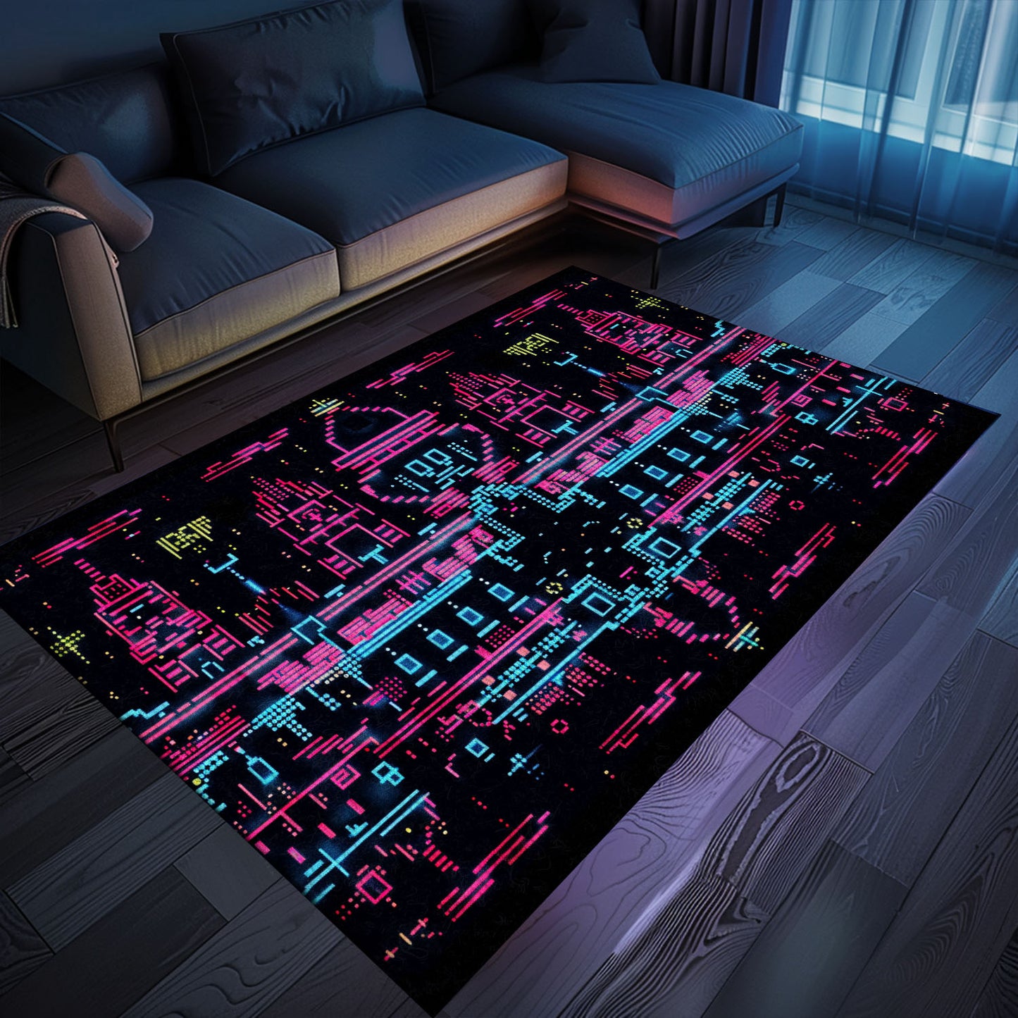Level Up Boys' Rooms with Dark and Neon 80s Arcade NES Game 8bit Rugs, Arcade Decor, Gift for Gamers, Video Game Lovers G272