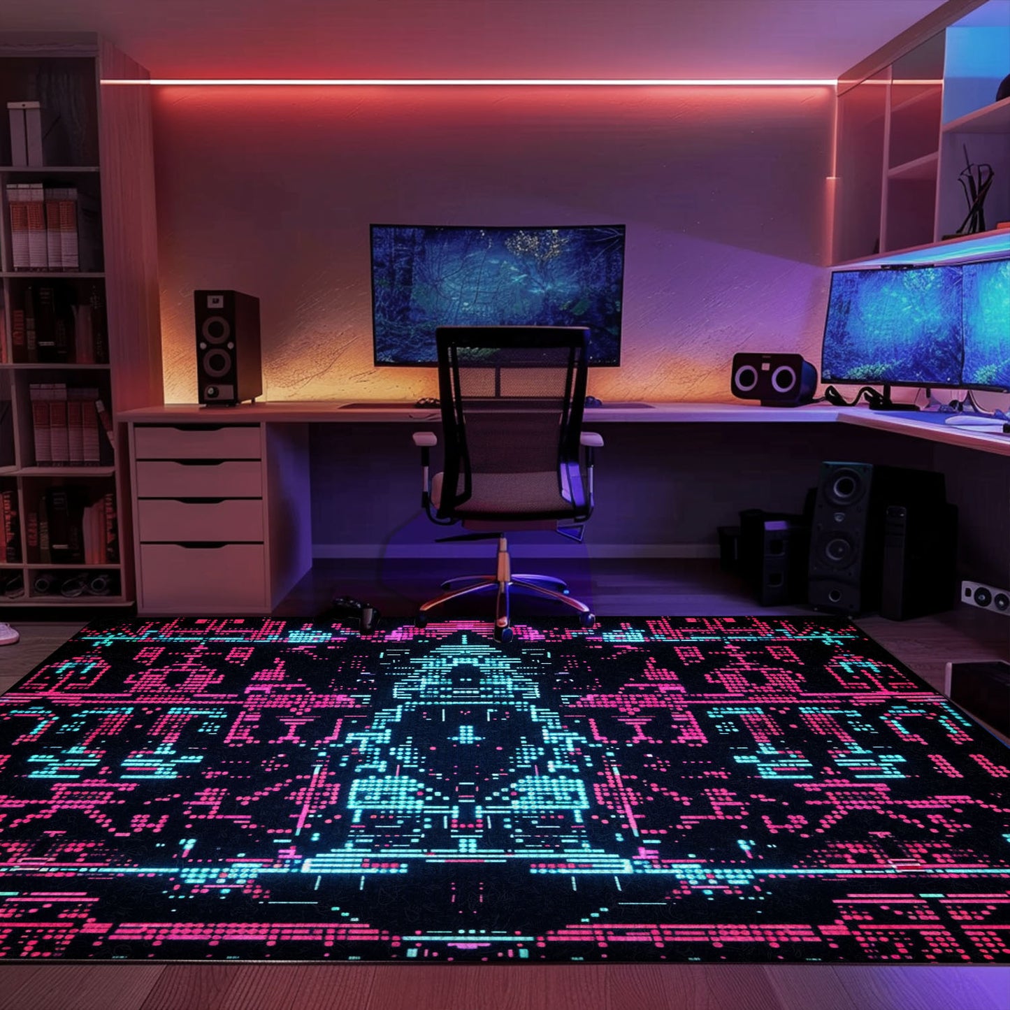 Bring Arcade Fun Home with Dark and Neon 80s Arcade NES Game 8bit Area Rug, Arcade Decor, Gift for Gamers, Video Game Lovers G268
